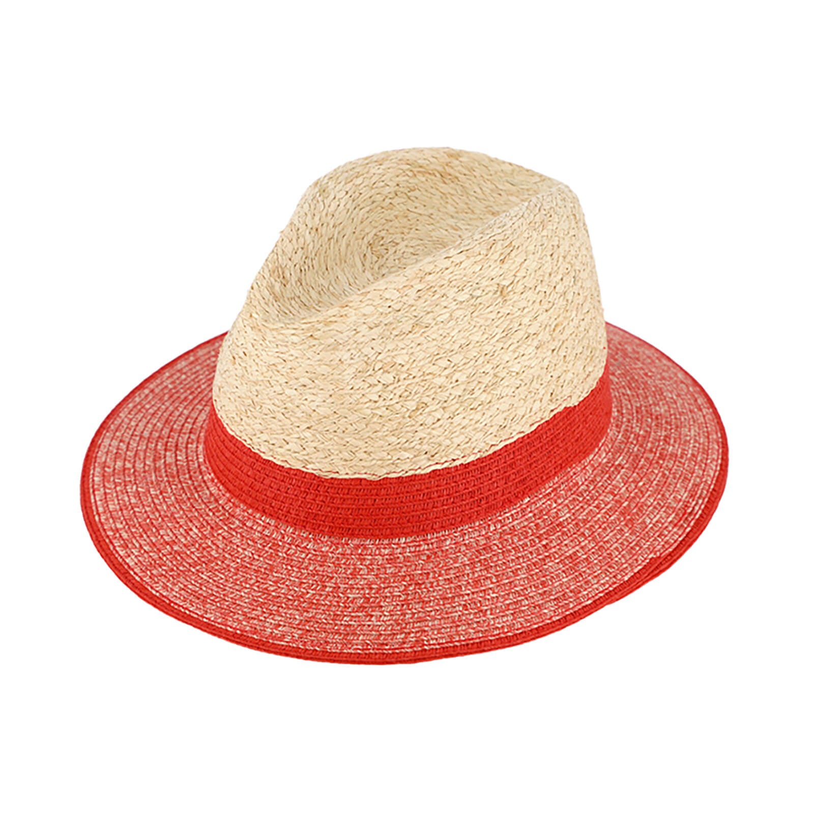 Fiebig Papierhut Traveller melange mit Krone in Raffia Signalrot