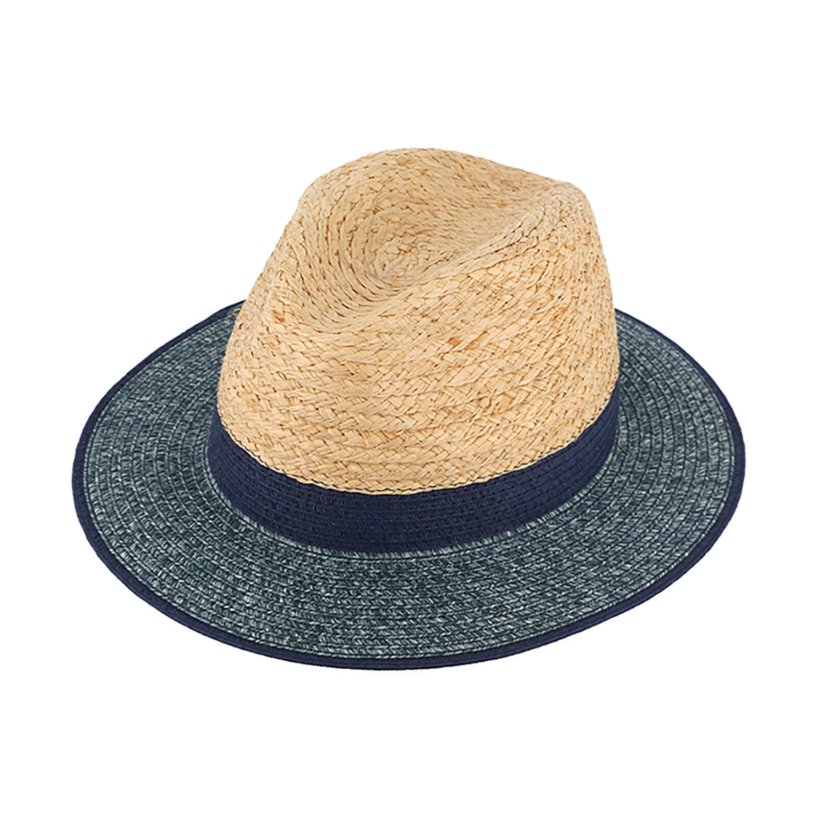 Fiebig Papierhut Traveller melange mit Krone in Raffia Marine