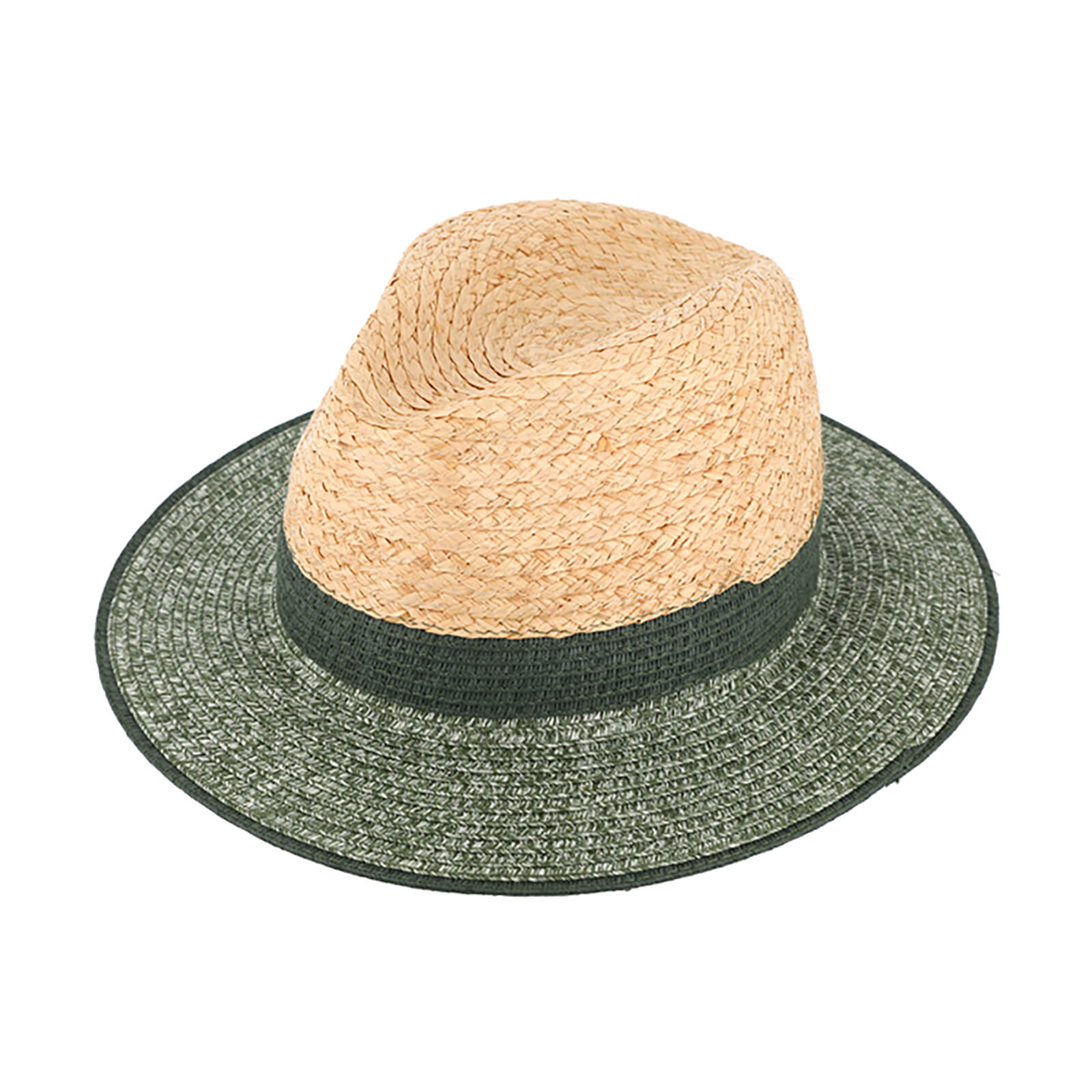 Fiebig Papierhut Traveller melange mit Krone in Raffia Oliv