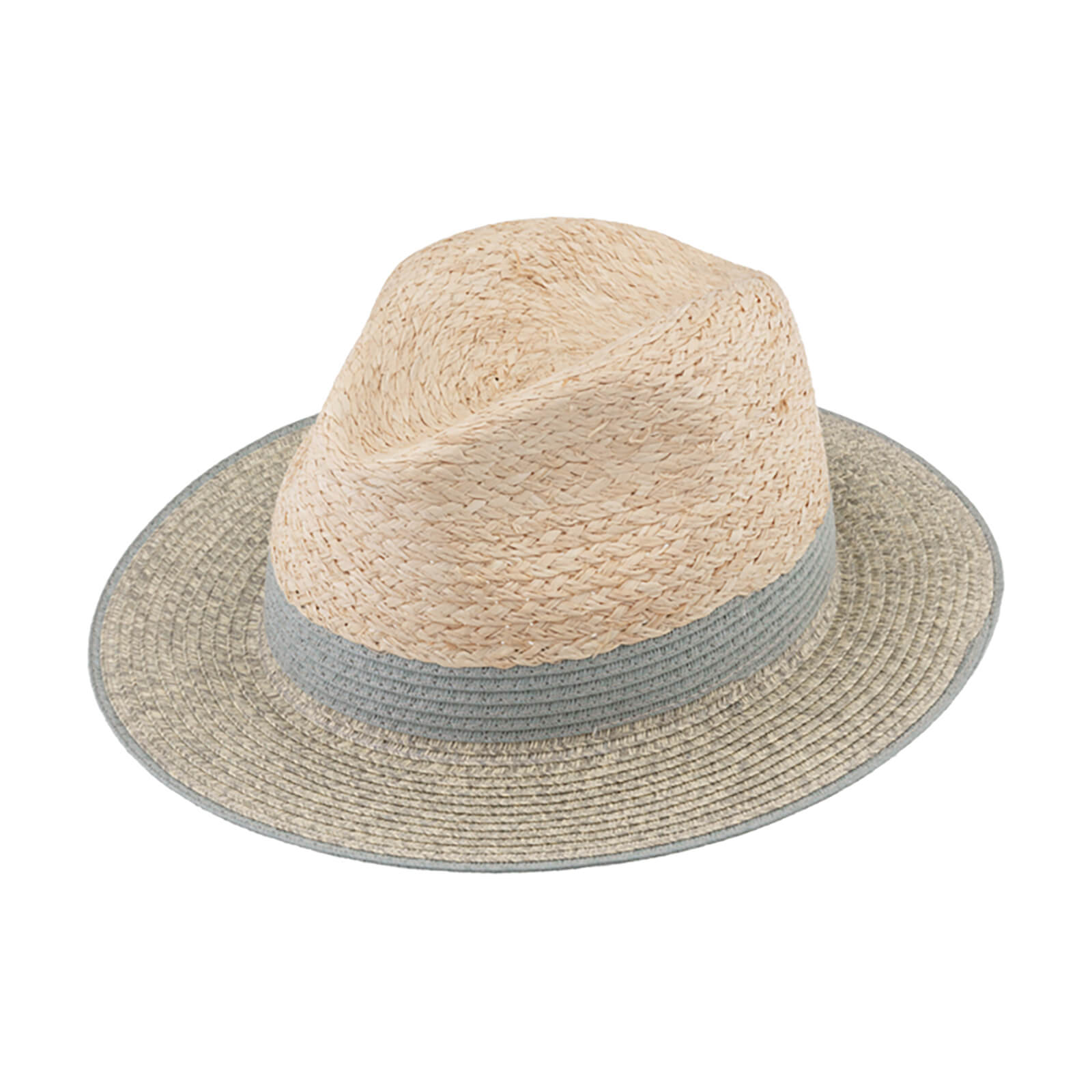Fiebig Papierhut Traveller melange mit Krone in Raffia Hellgrau