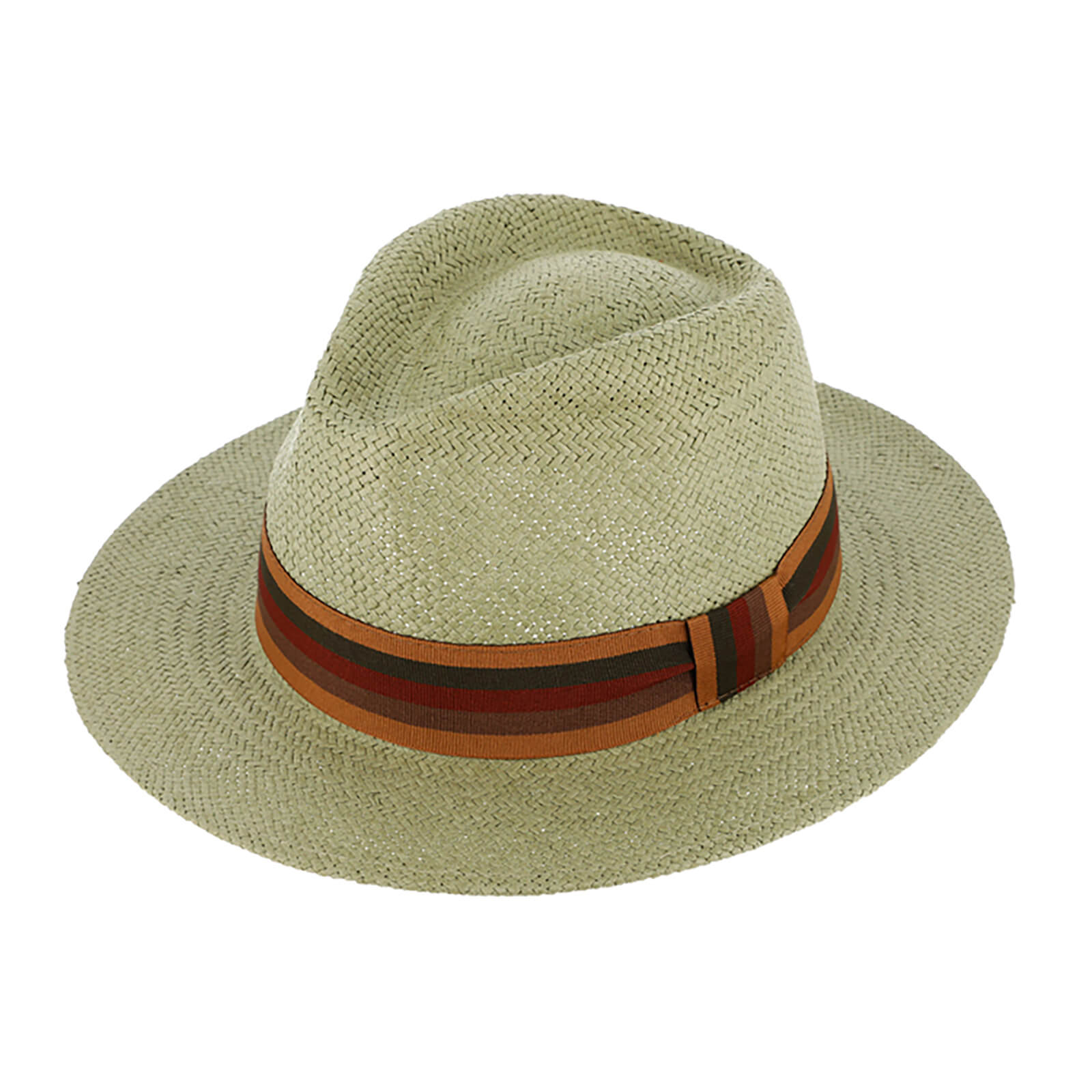 Fiebig Papierhut Traveller uni mit gestreiftem Ripsband crushable Khaki