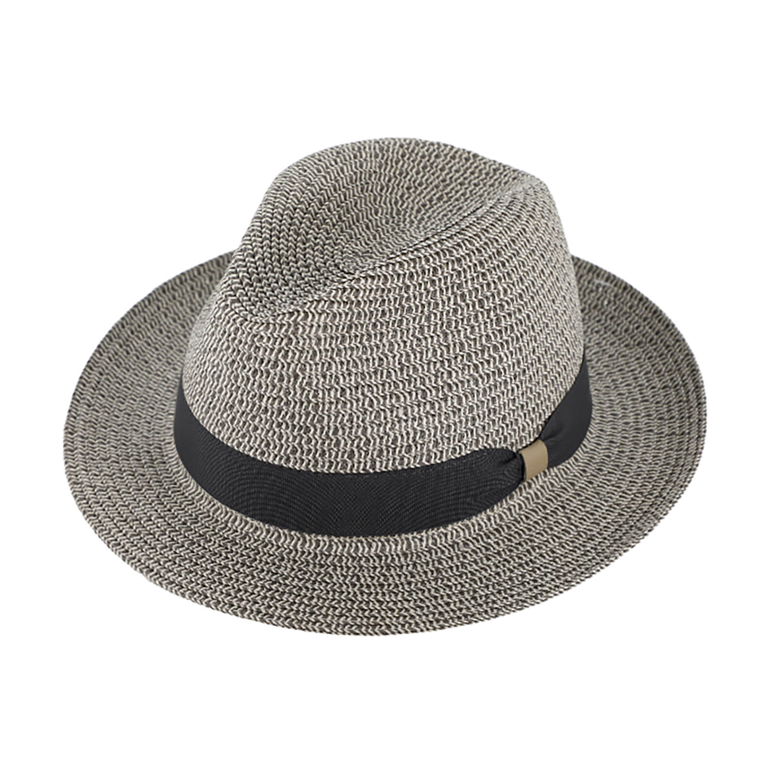 Fiebig Papierhut Traveller mit Ripsband und PU-Detail Hellgrau