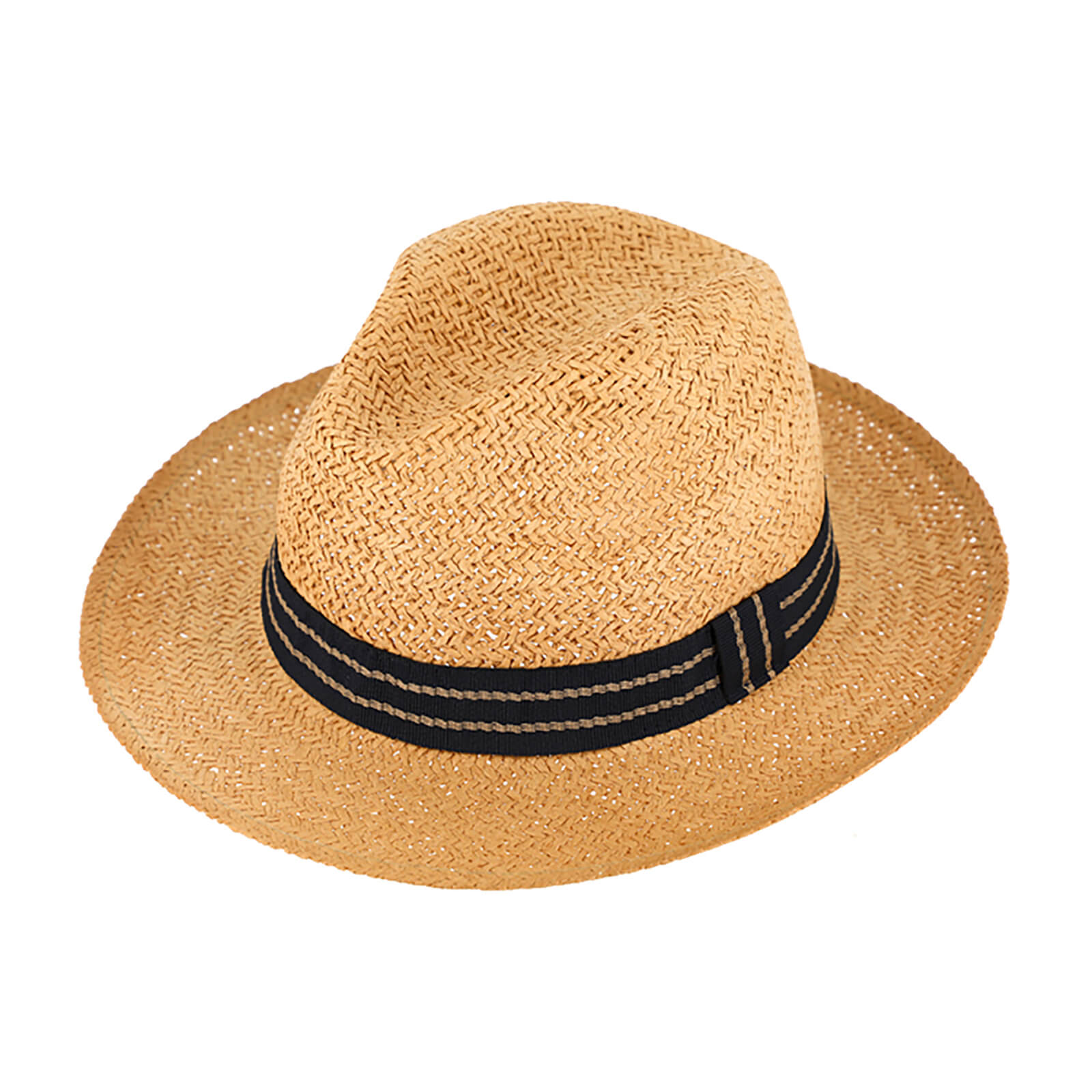 Fiebig Papierhut Fedora mit Kontrastripsband crushable Beige