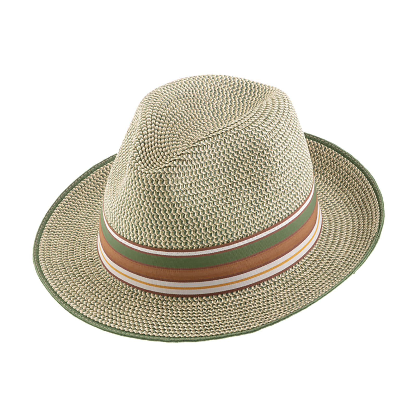 Fiebig Papierhut Fedora melange gestreiftes Band Oliv