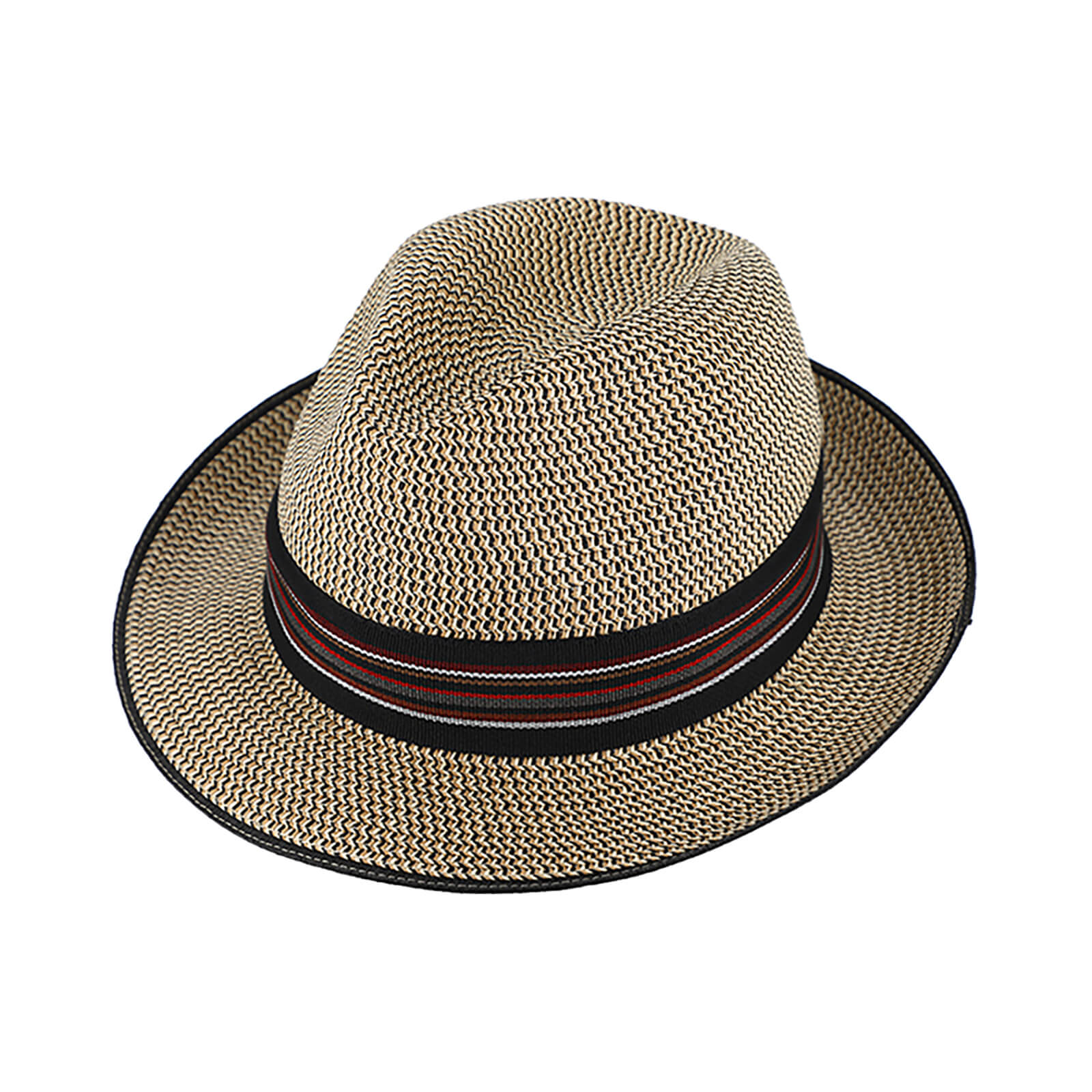 Fiebig Papierhut Fedora melange gestreiftes Band Beige