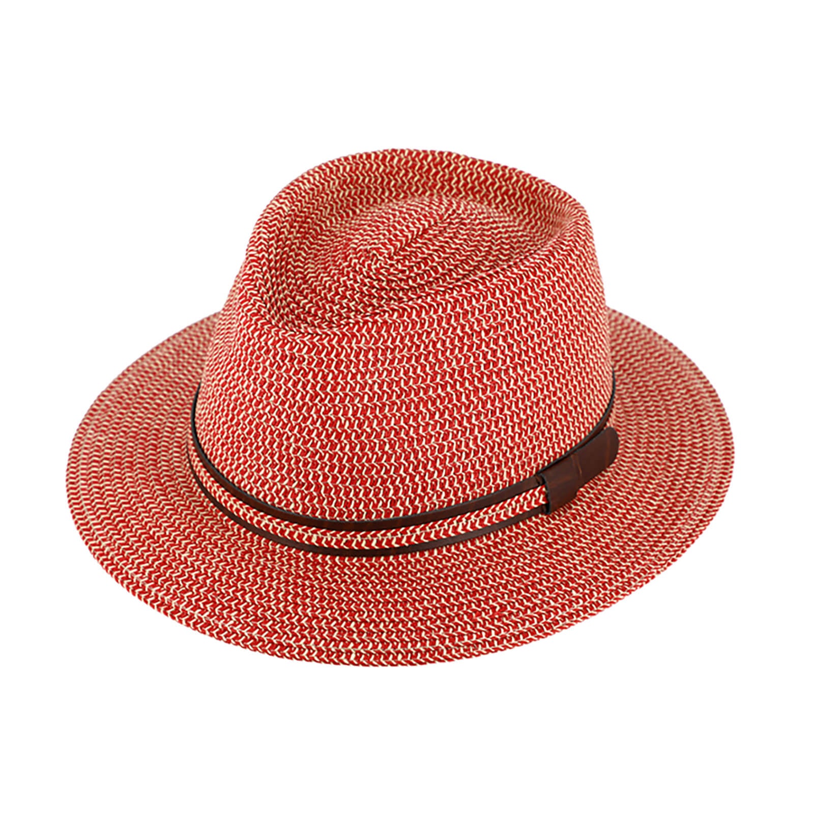 Fiebig Papierhut Traveller melange mit PU-Garnitur Signalrot