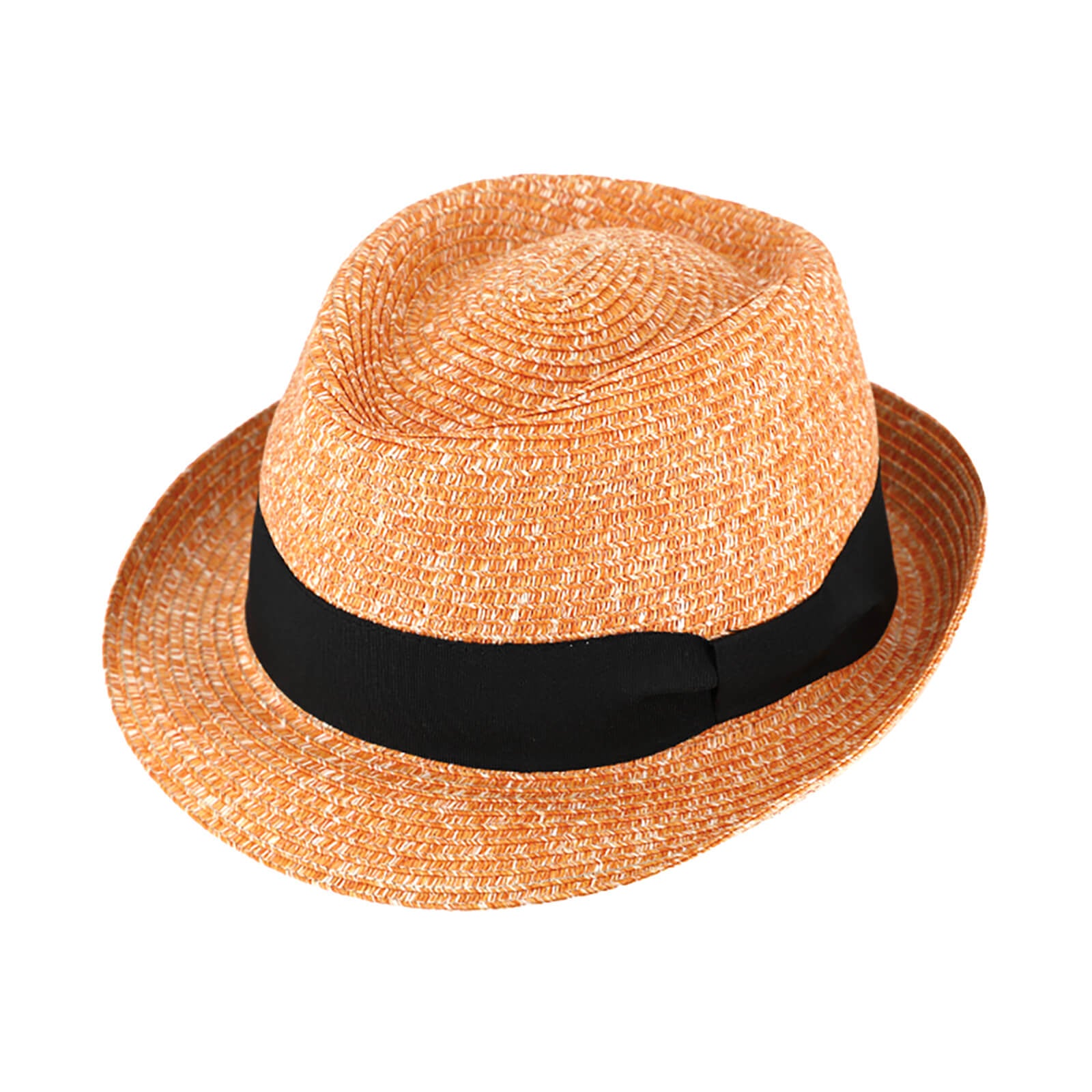 Fiebig Papierhut Trilby melange mit passendem Ripsband Tieforange