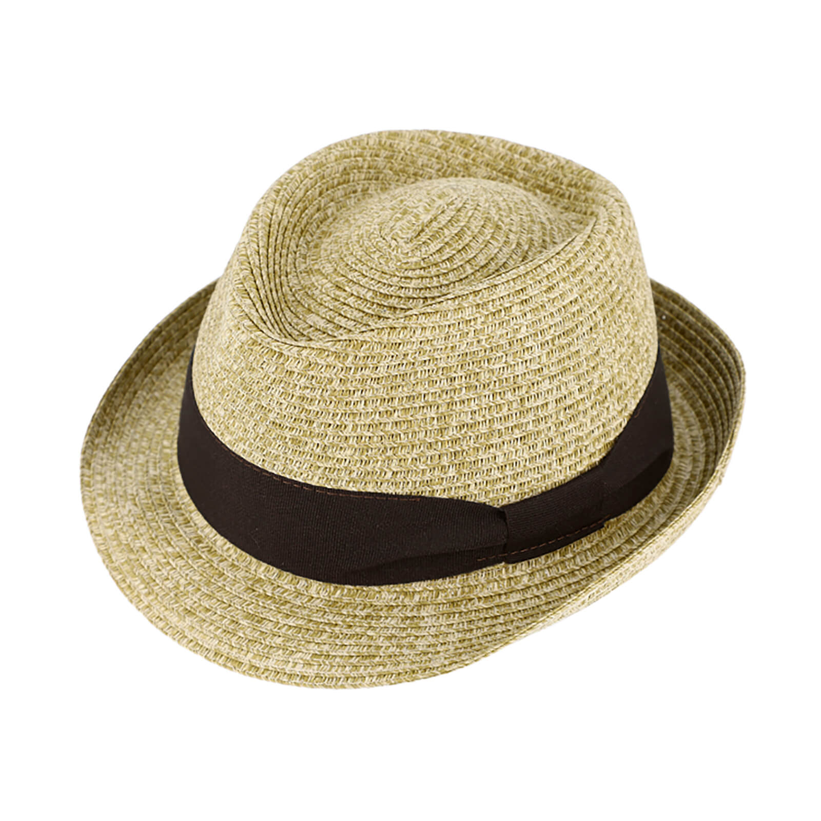 Fiebig Papierhut Trilby melange mit passendem Ripsband Beige
