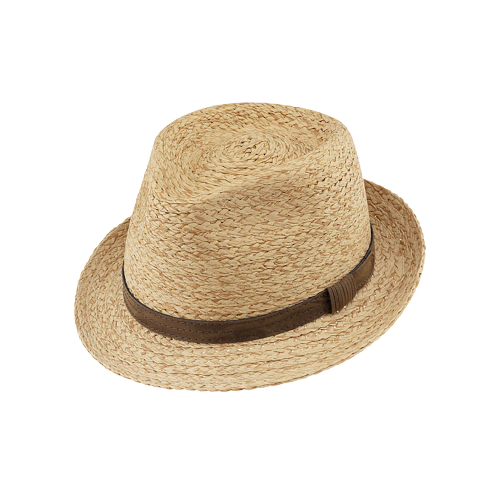 Fiebig Papierhut Porkpie uni mit Kunstlederband Beige