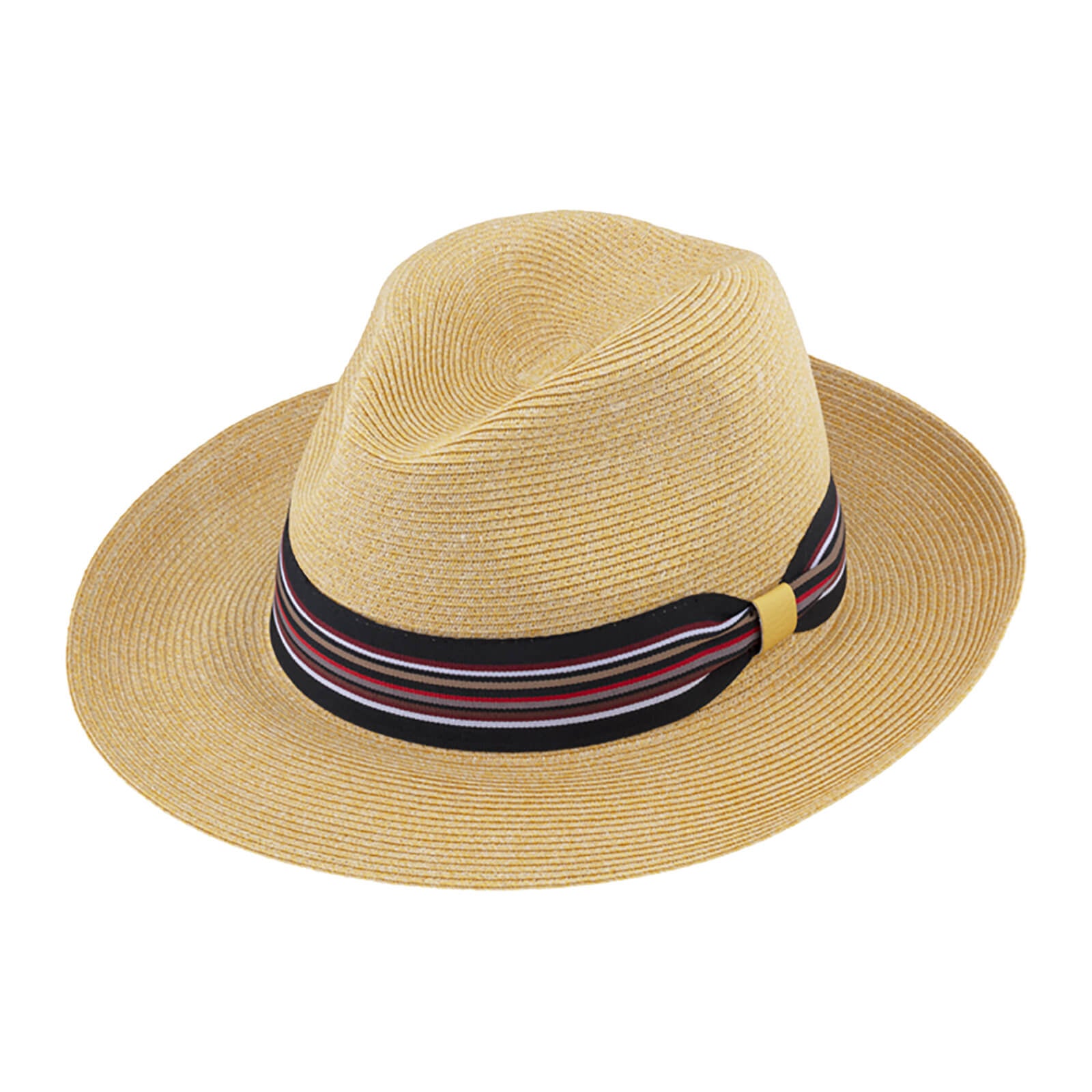 Fiebig Papierhut Fedora uni gestreiftes Ripsband Beige