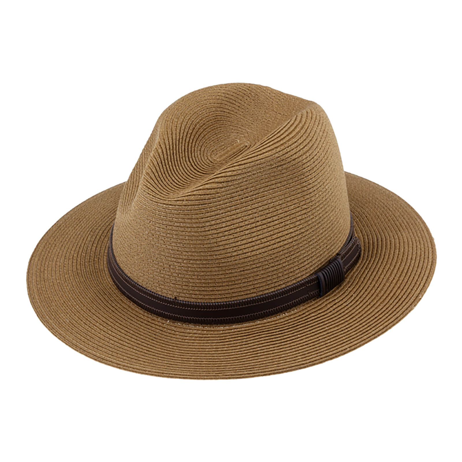 Fiebig Papierhut Traveller uni Kunstlederband Cognac