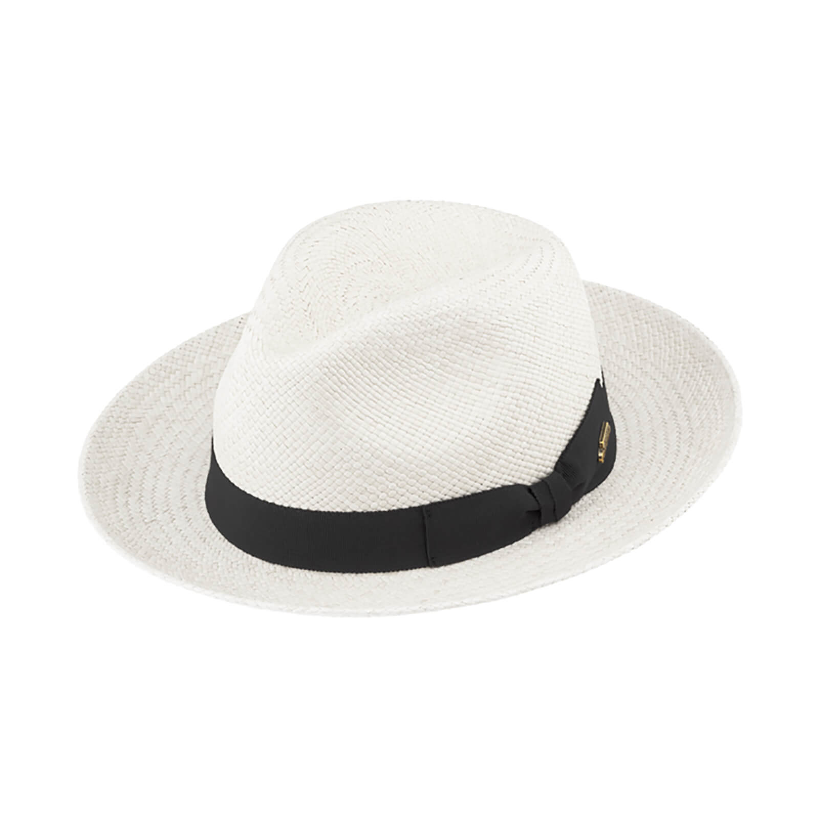 Fiebig Panamahut Fedora Ripsband uni Weiss