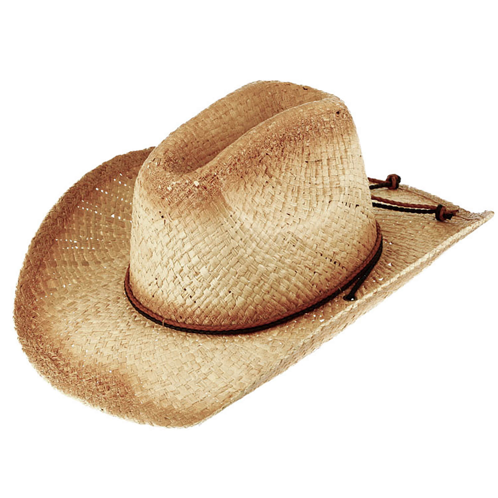 Fiebig Strohhut Western Farbverlauf mit Kinnband Natur