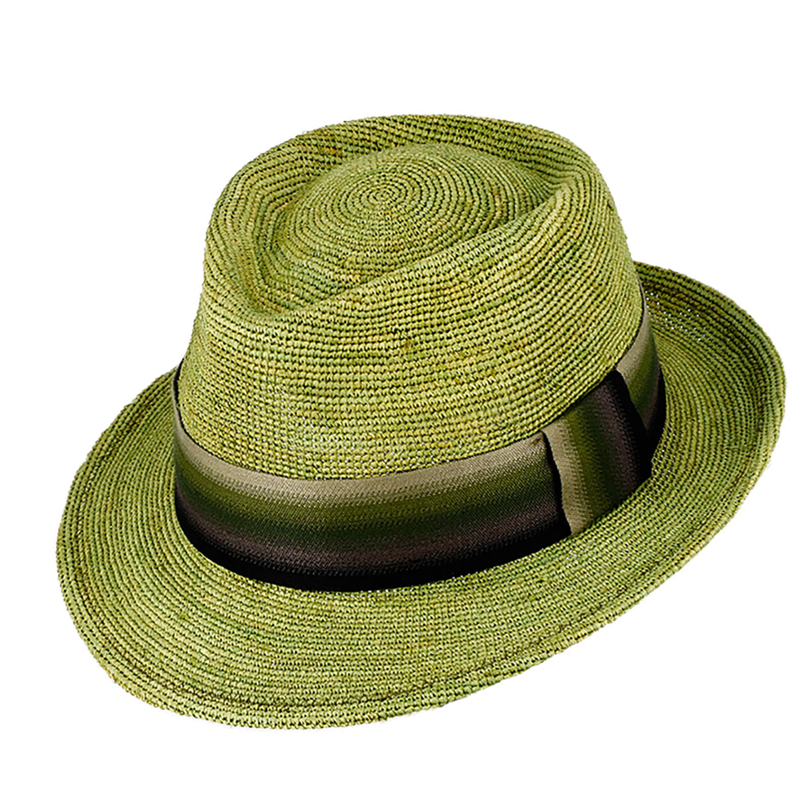Fiebig Strohhut Trilby feines Raffia melange Band mit Farbverlauf Khaki