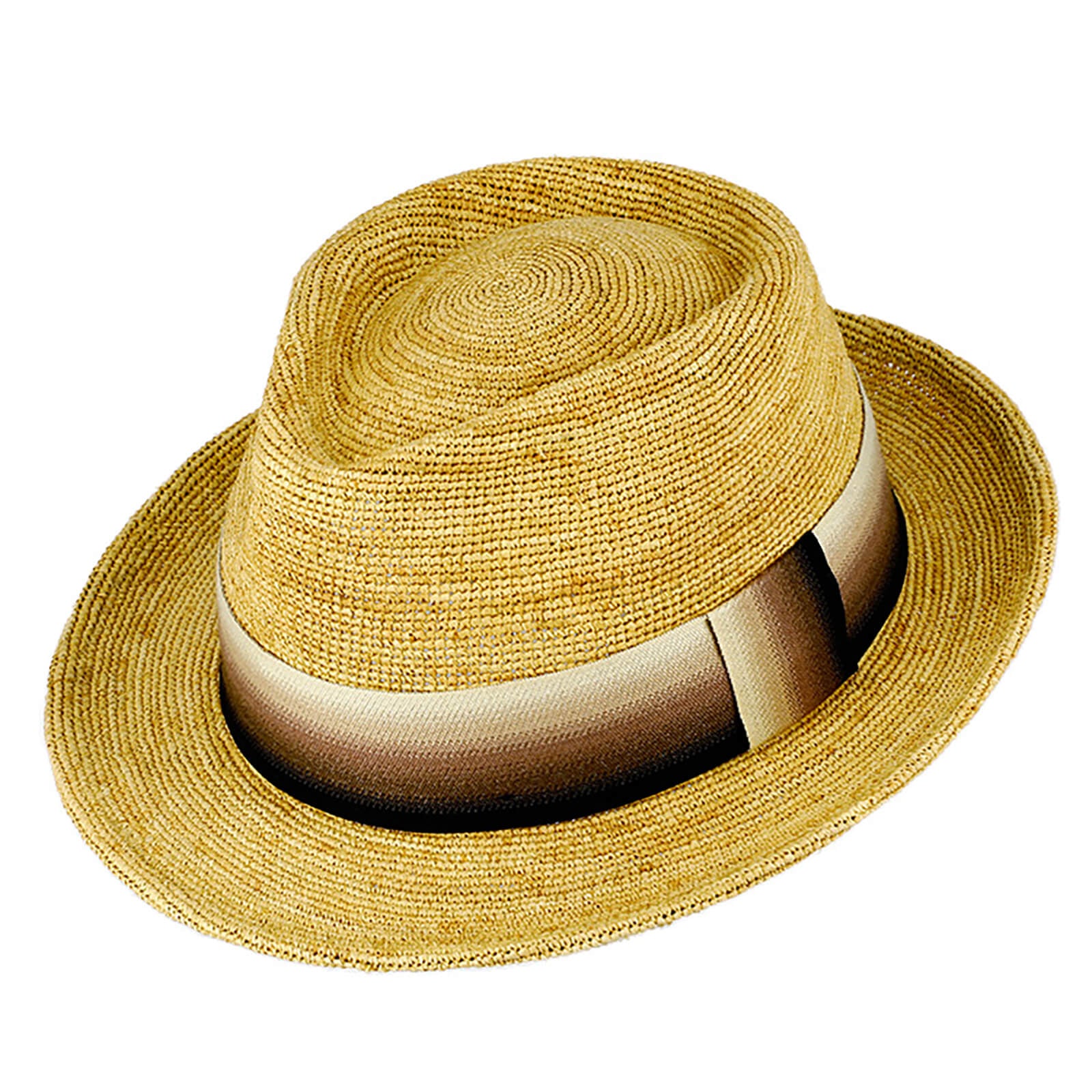 Fiebig Strohhut Trilby feines Raffia melange Band mit Farbverlauf Natur
