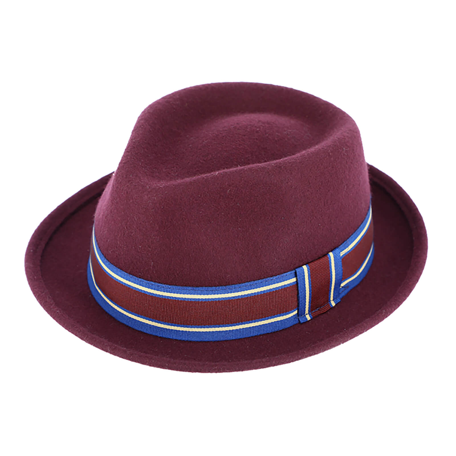Fiebig Wollfilzhut Trilby mit gestreifter Ripsband-Garnitur Bordeaux