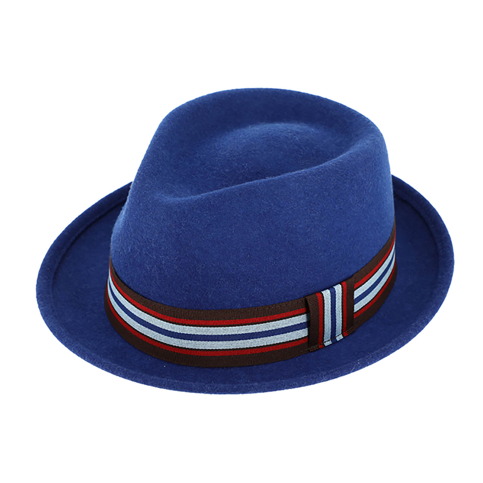 Fiebig Wollfilzhut Trilby mit gestreifter Ripsband-Garnitur Royalblau