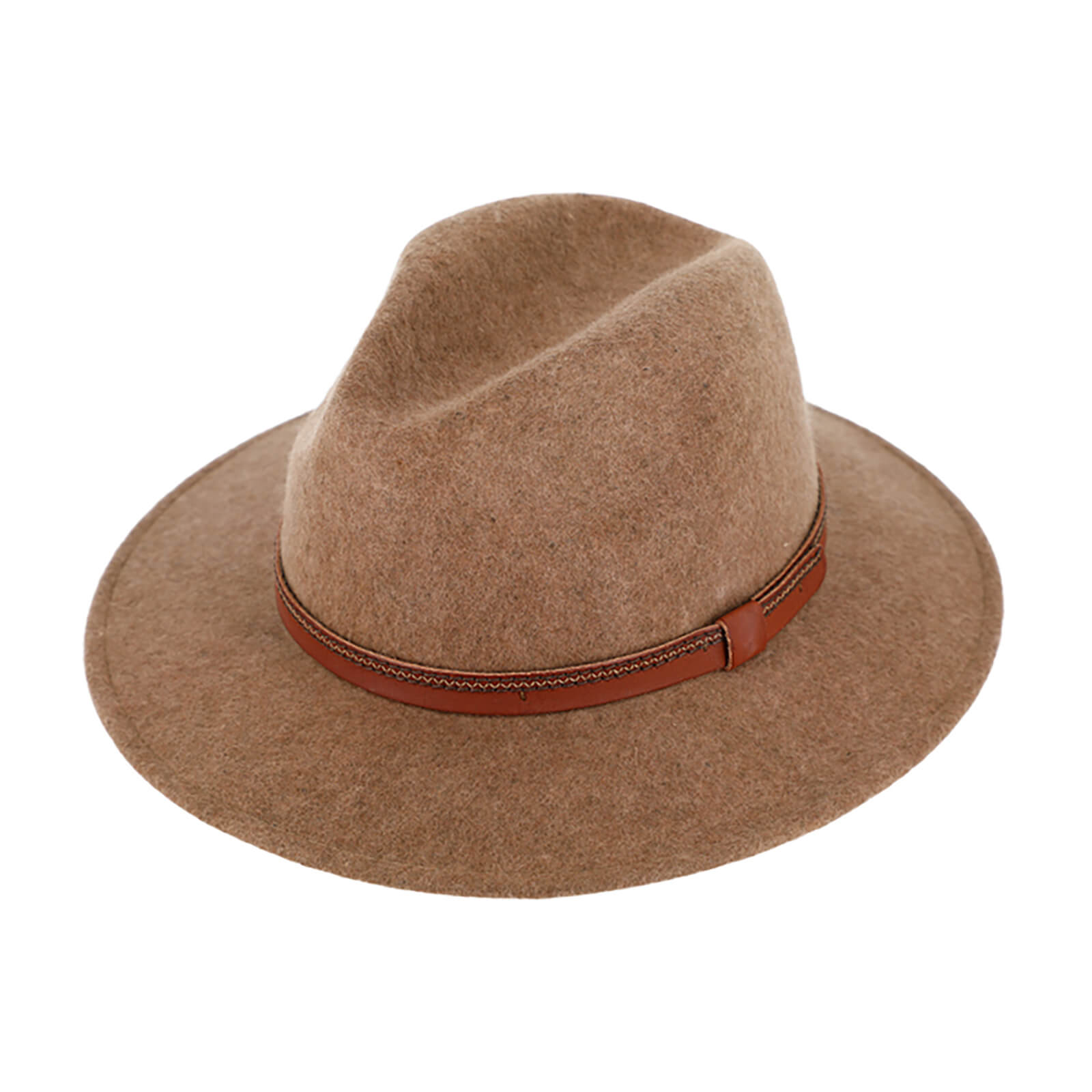 Fiebig Wollfilzhut Traveller melange mit Kunstlederband Camel