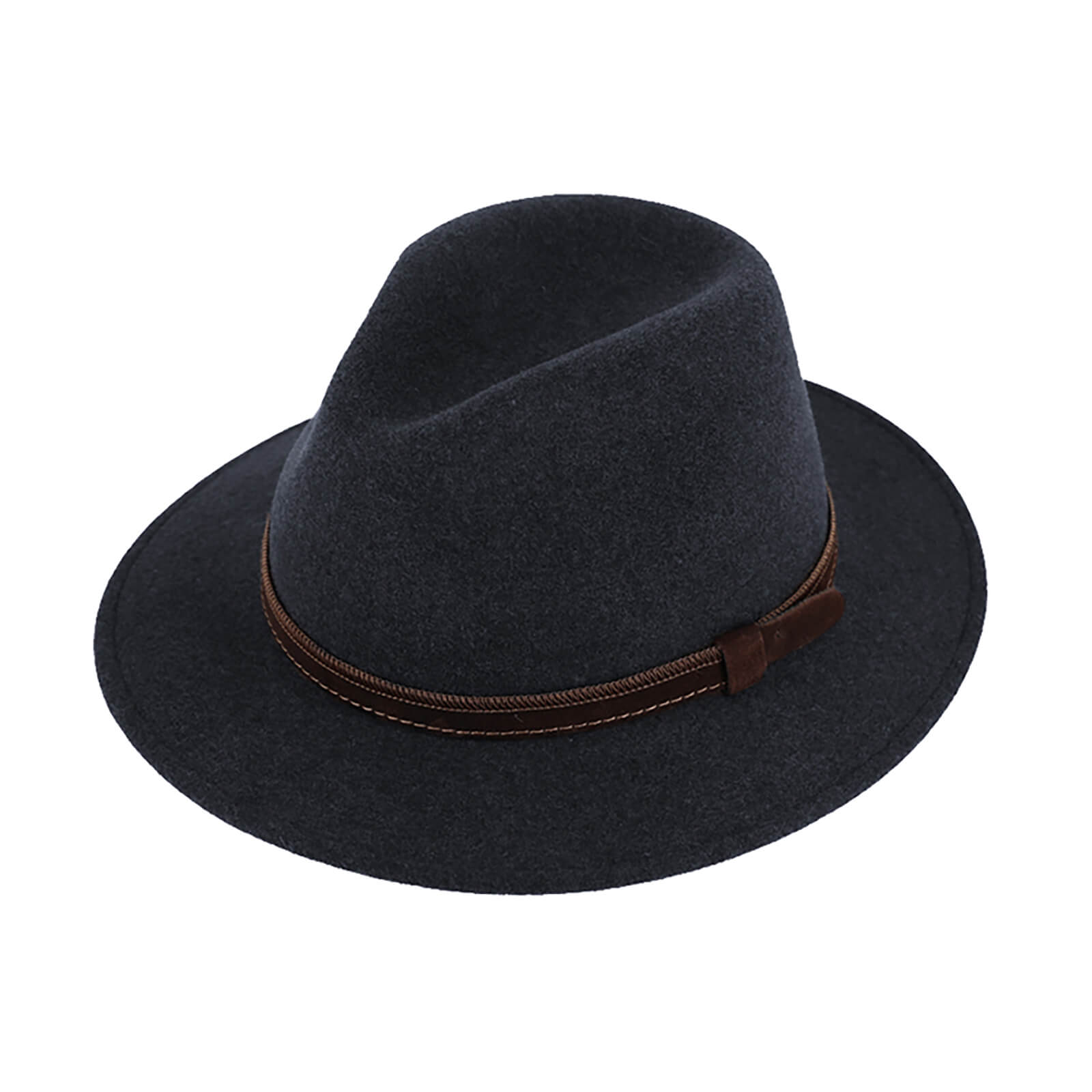 Fiebig Wollfilzhut Traveller melange mit Ohrenklappen Marineblau