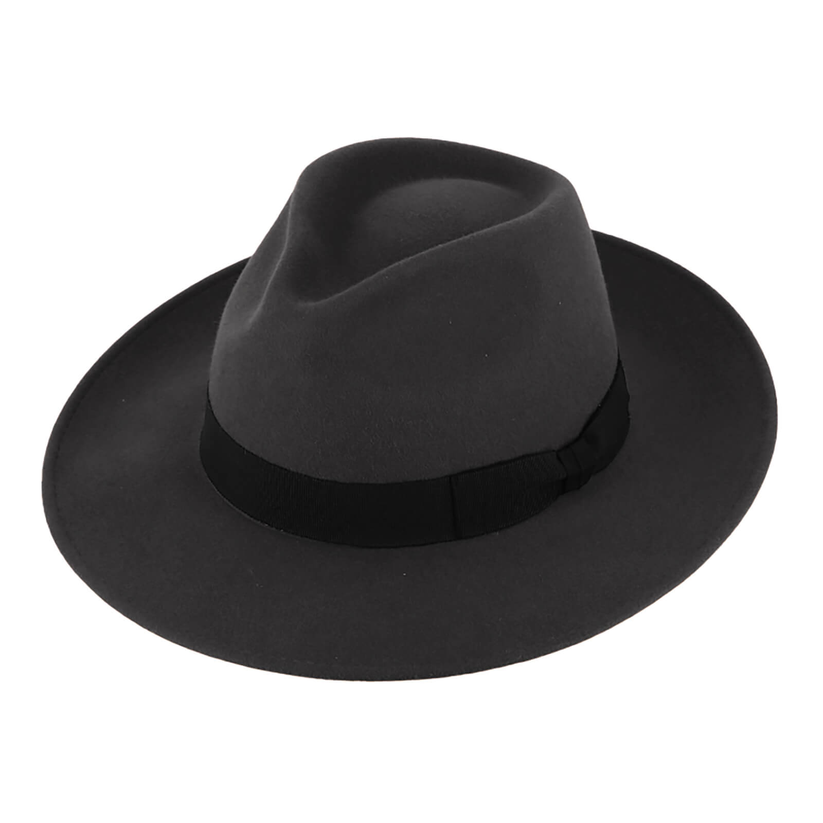 Fiebig Haarfilzhut Fedora uni Anthrazit