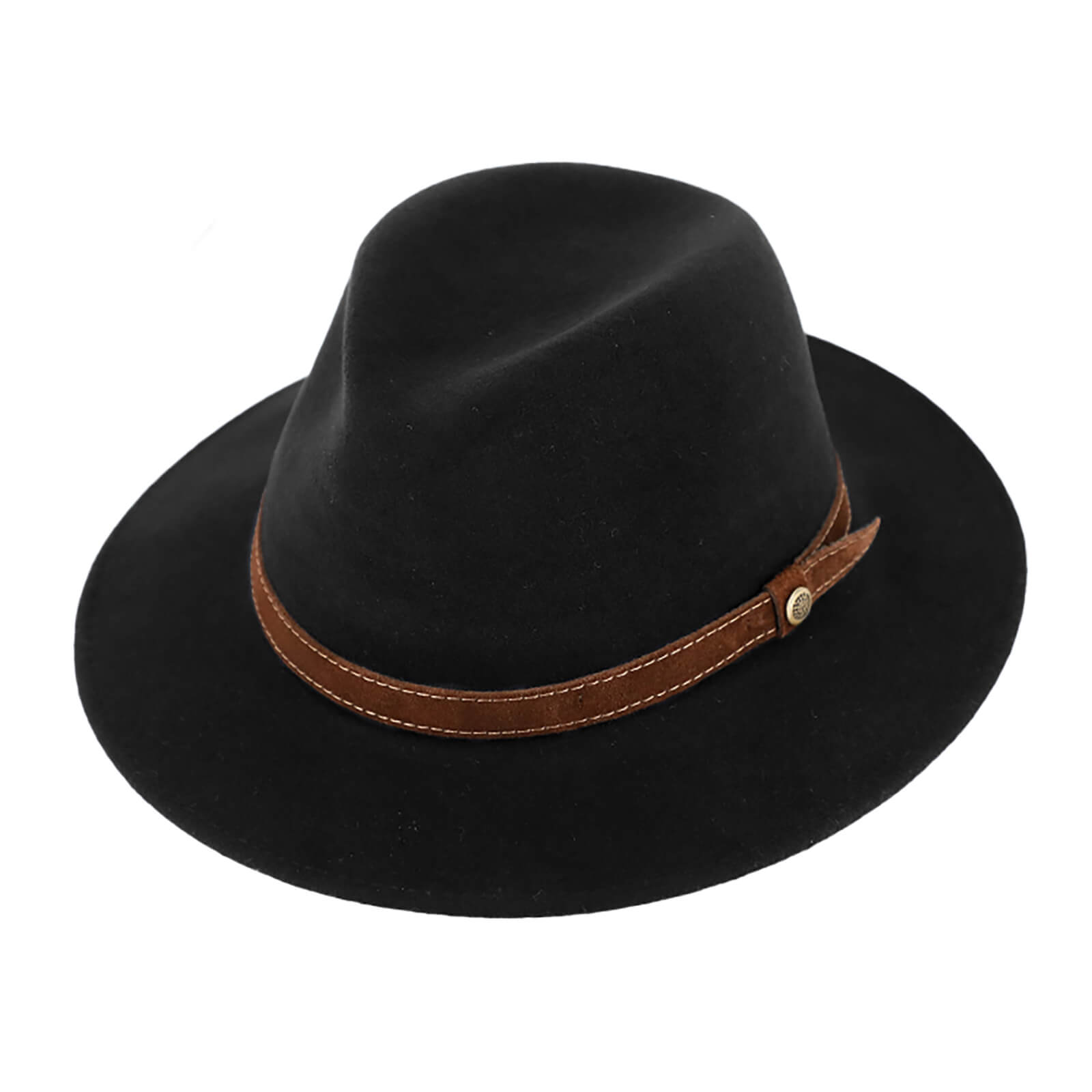 Fiebig Wollfilzhut Traveller Kaschmir uni mit Messingpin Schwarz
