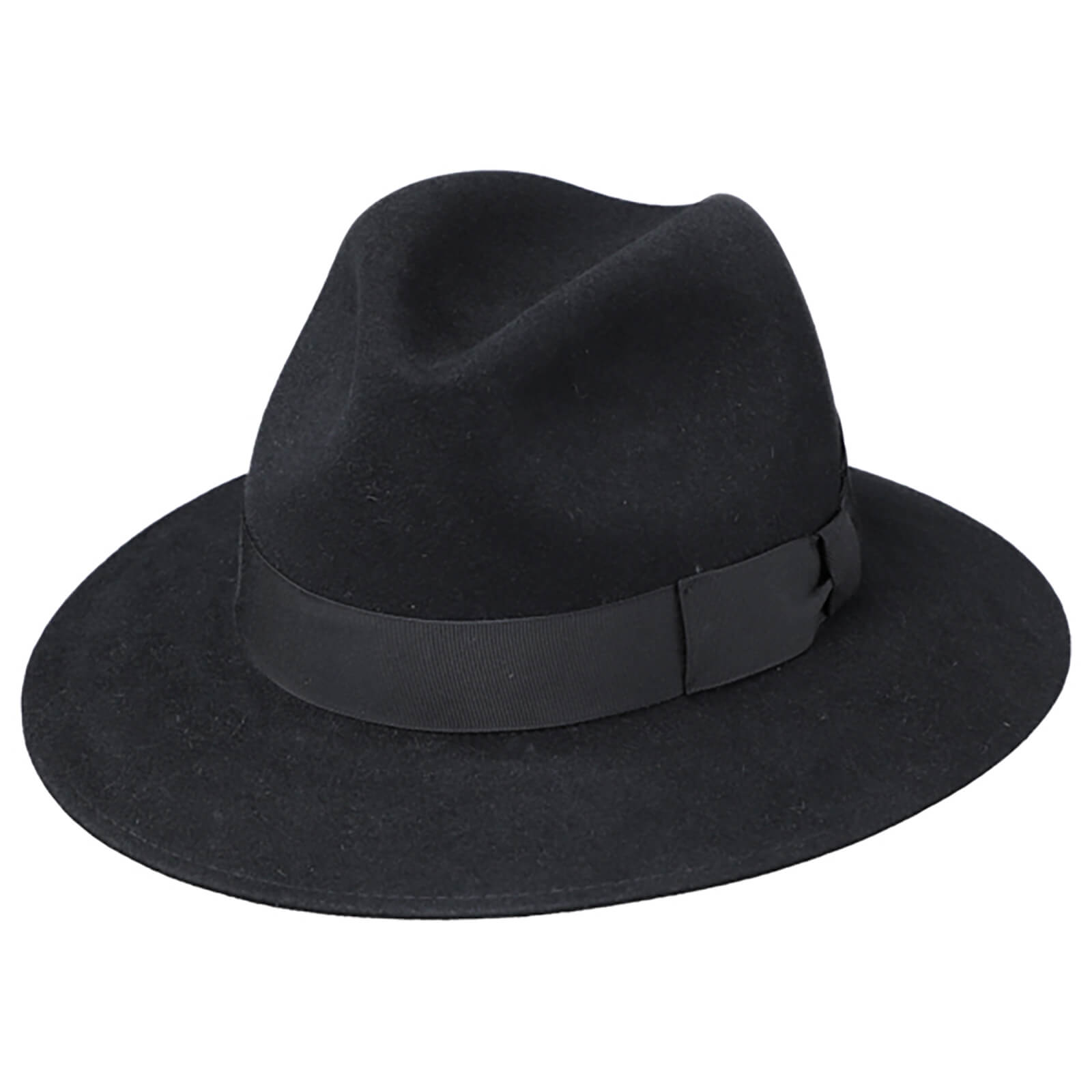 Fiebig Haarfilzhut Traveller uni mit Ripsband Schwarz