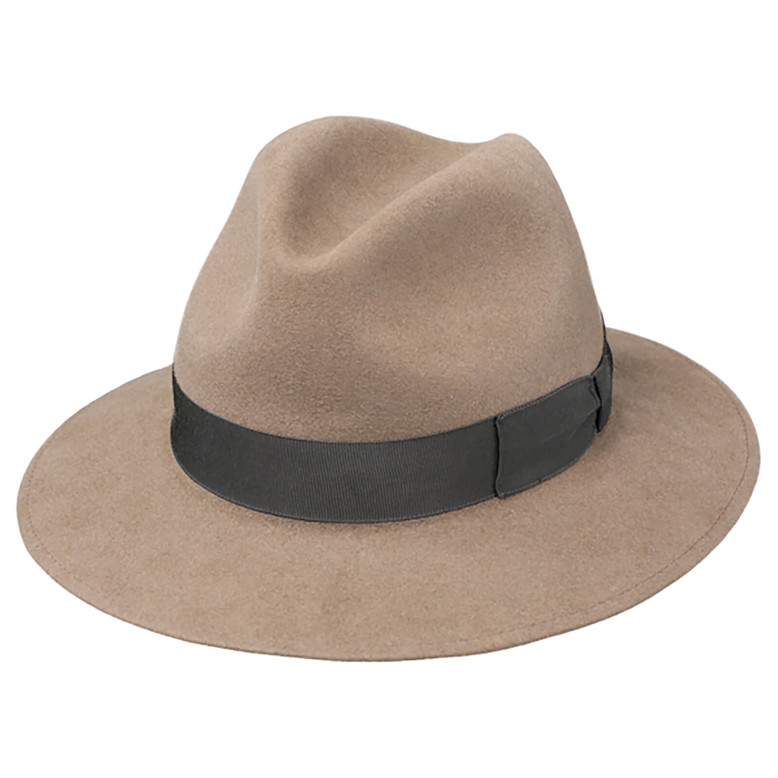 Fiebig Haarfilzhut Traveller uni mit Ripsband Taupe