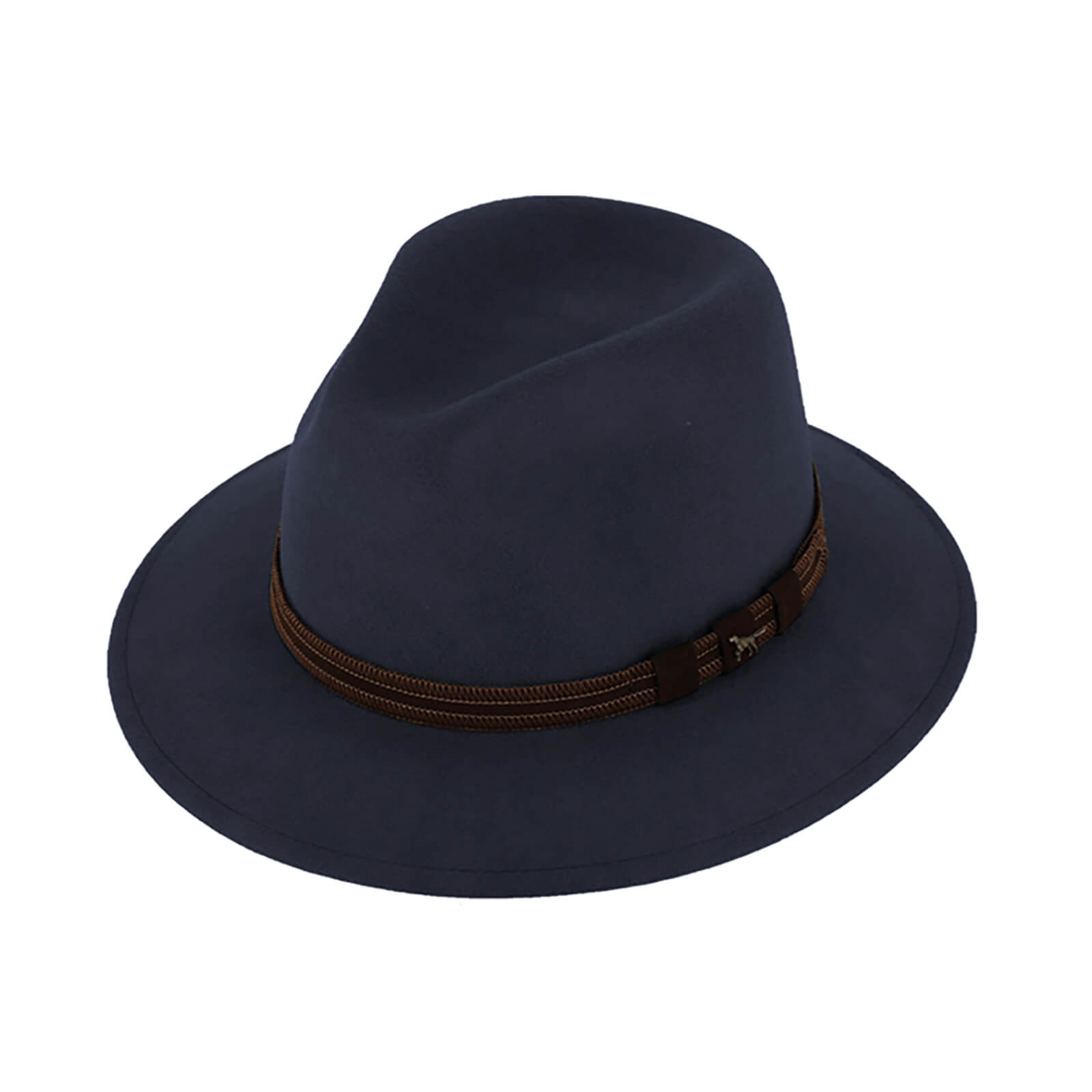 Fiebig Wollfilzhut Traveller mit Metallpin waterproof und crushable Marineblau