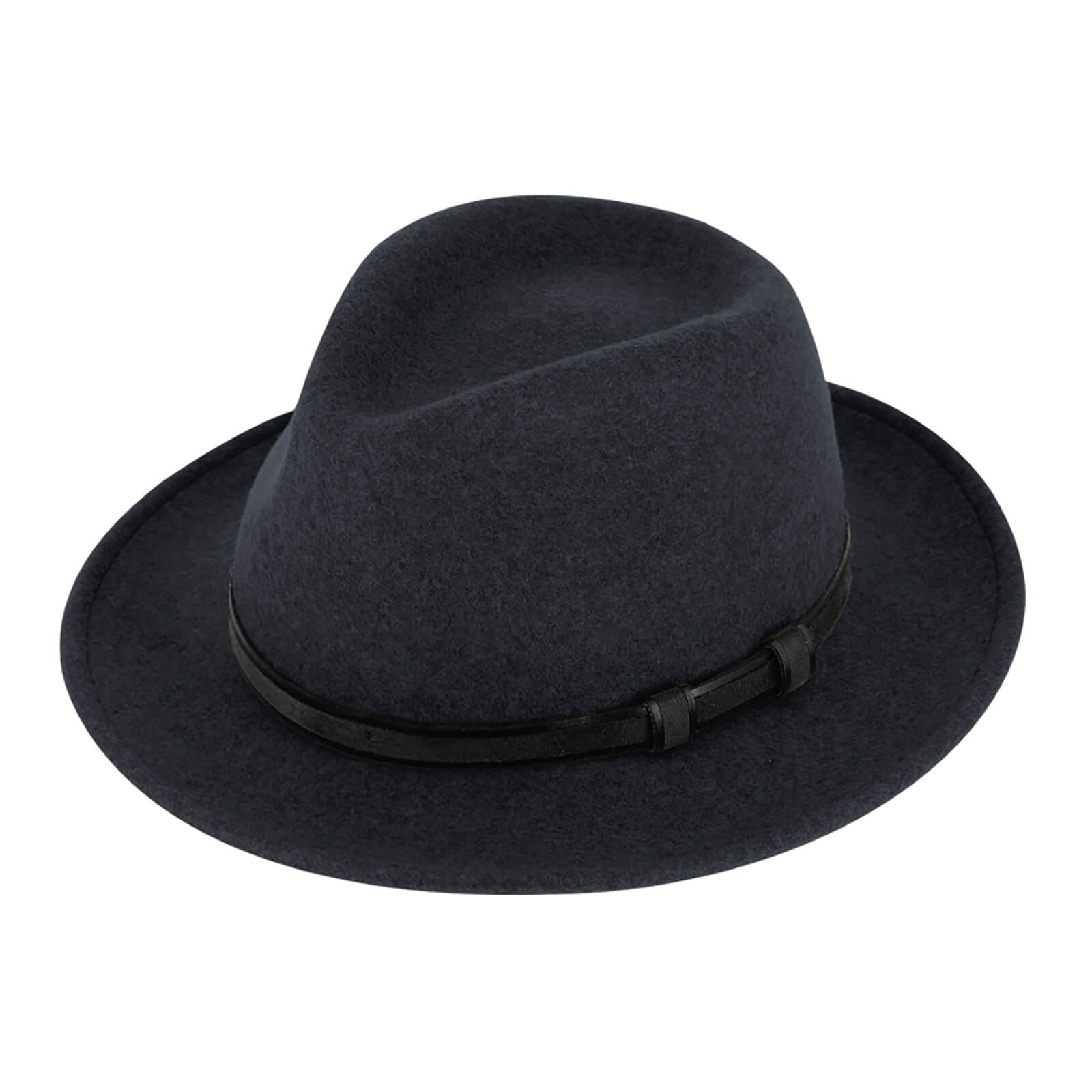 Fiebig Wollfilzhut Fedora melange waterproof und crushable Marineblau