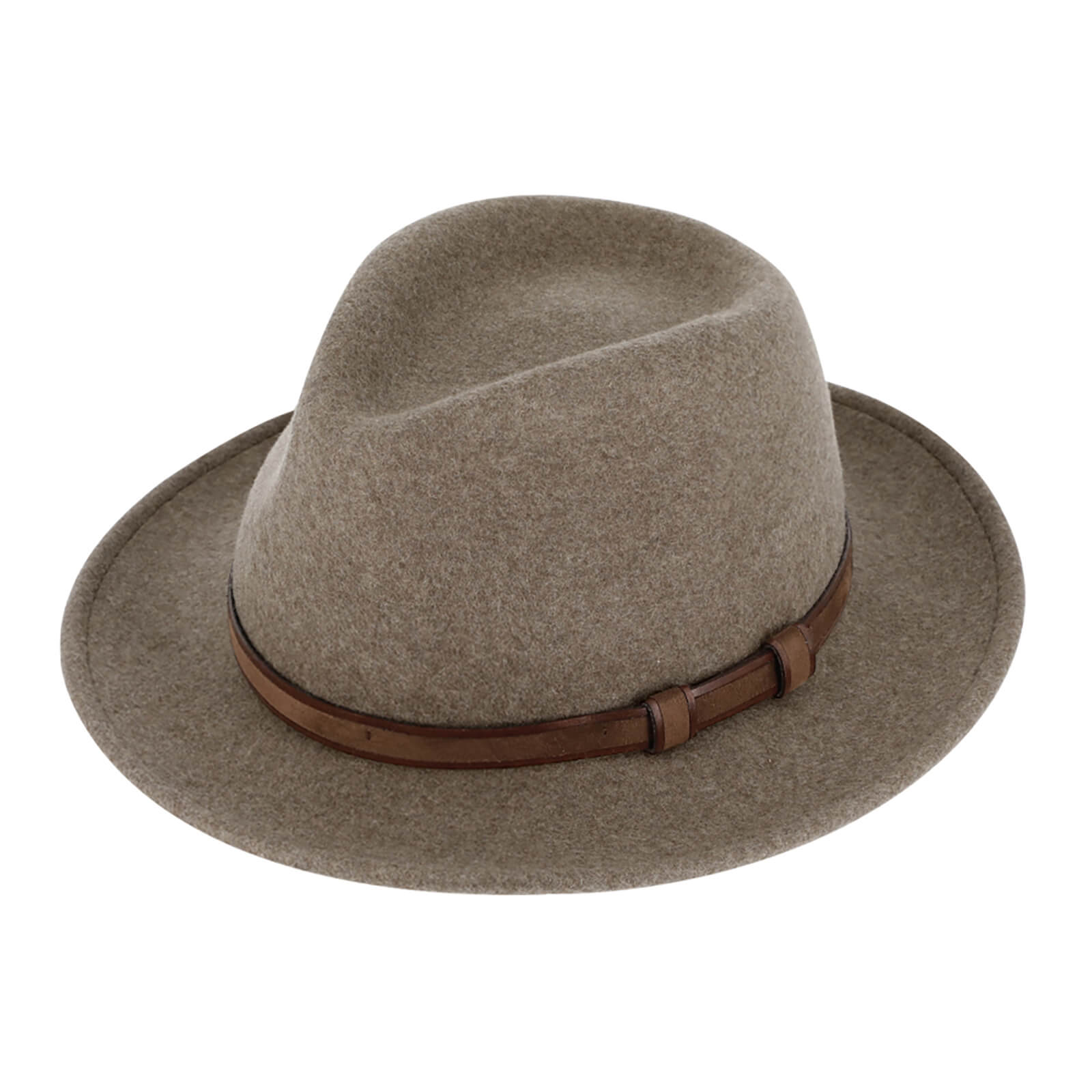 Fiebig Wollfilzhut Fedora melange waterproof und crushable Taupe