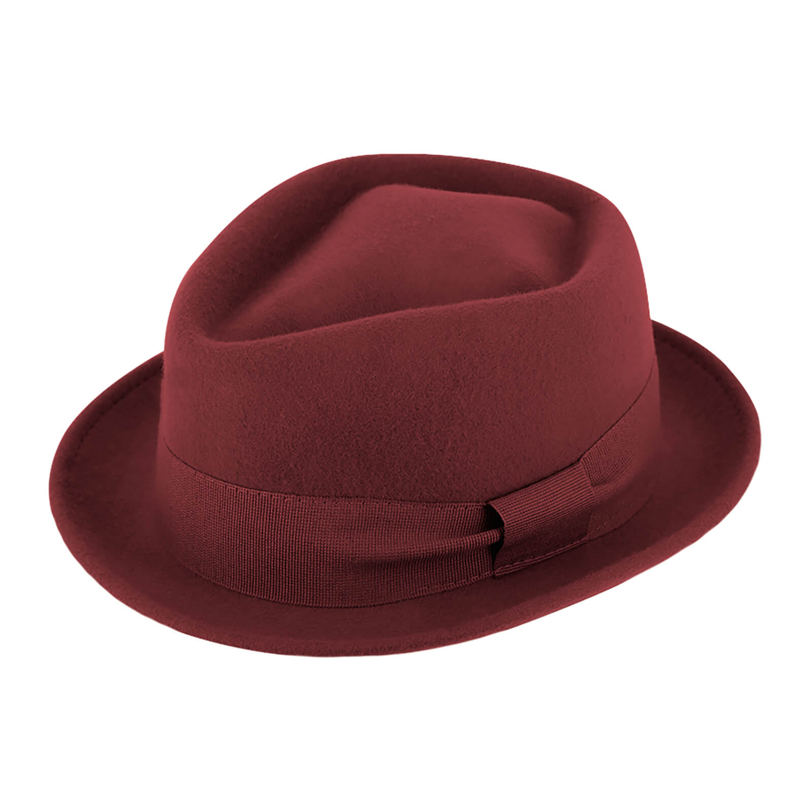 Fiebig Wollfilzhut Pork Pie Diamond uni Bordeaux