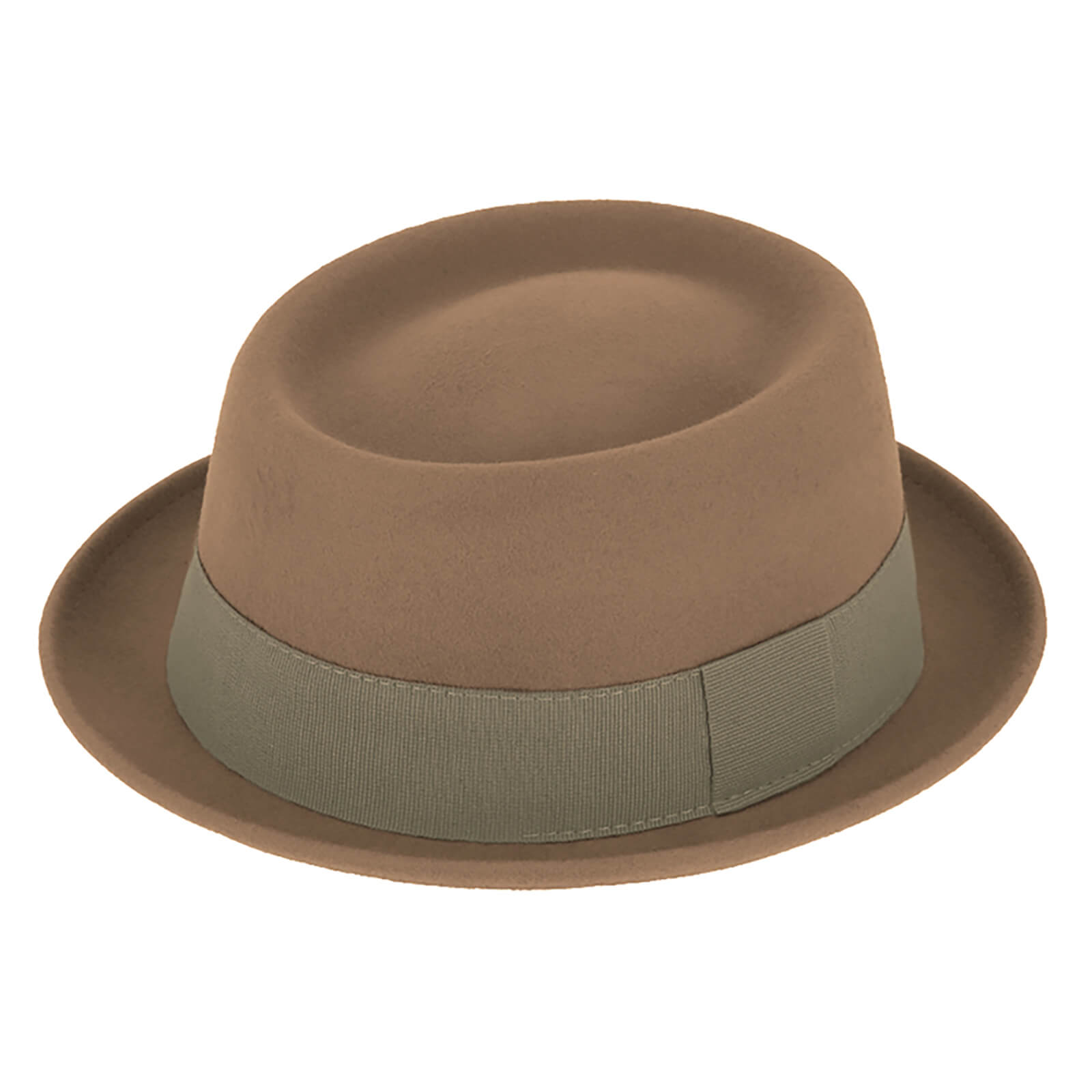 Fiebig Wollfilzhut Pork Pie mit Ripsband Camel