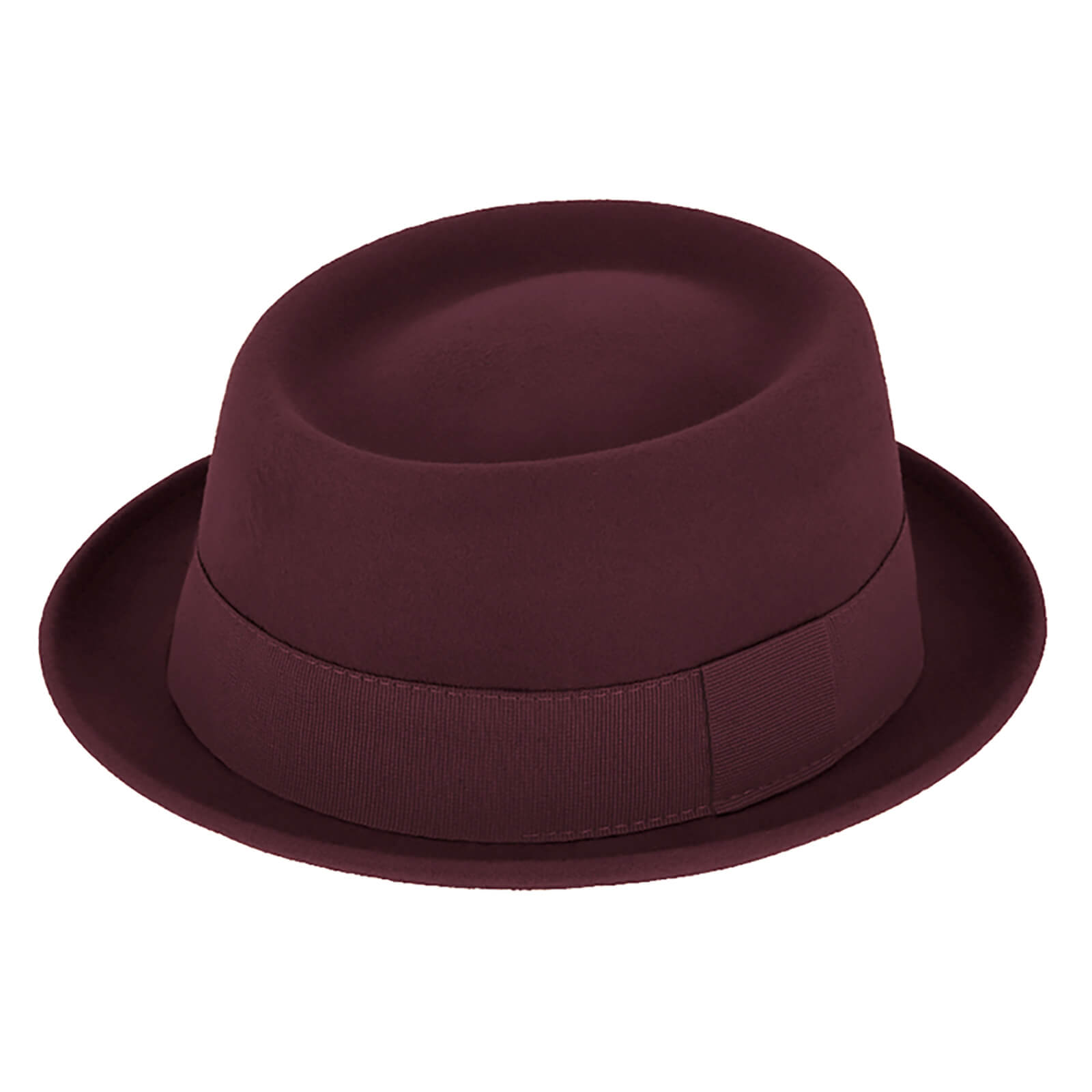 Fiebig Wollfilzhut Pork Pie mit Ripsband Bordeaux