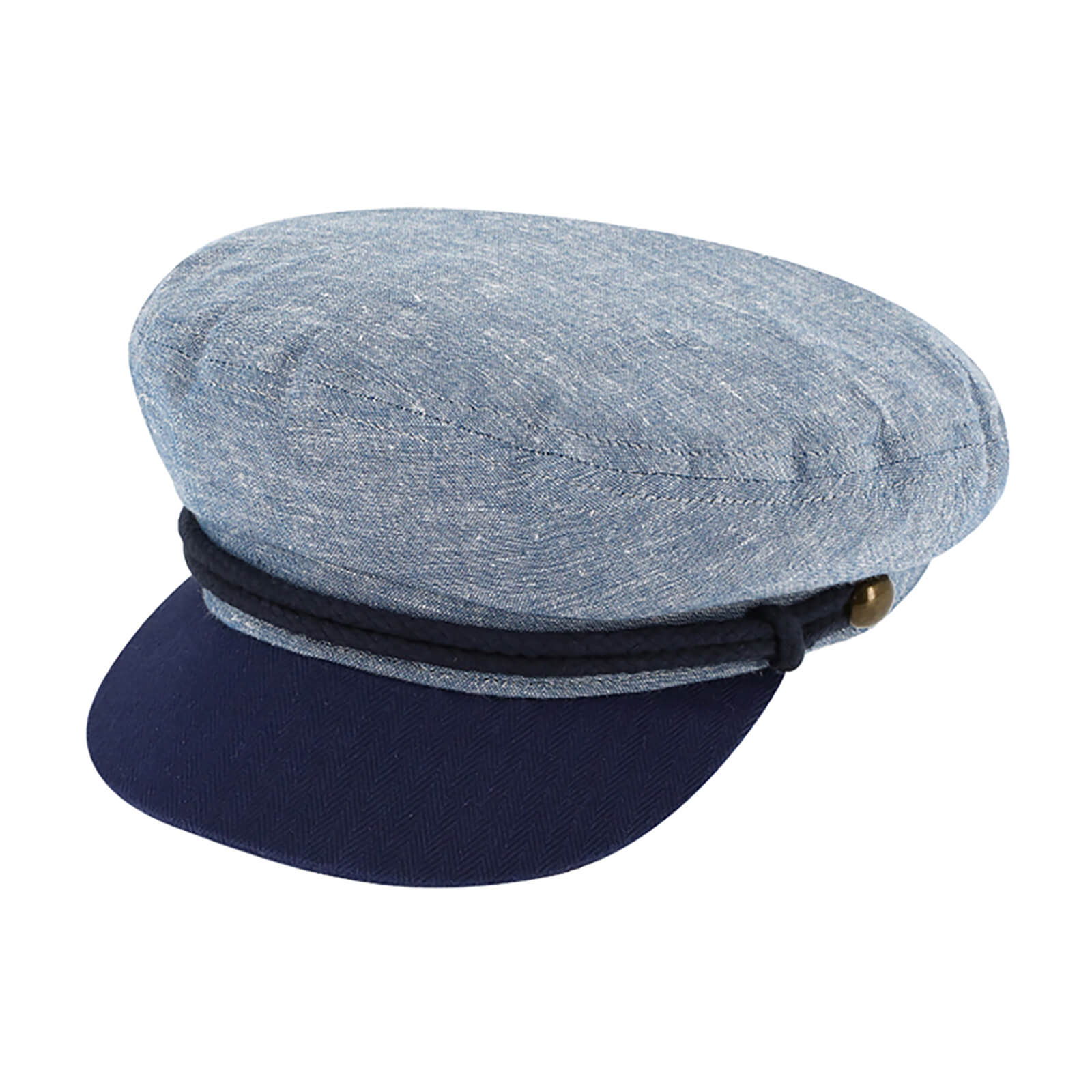 Fiebig Schiffermütze Baumwolle zweifarbig mit Kordel Jeansblau
