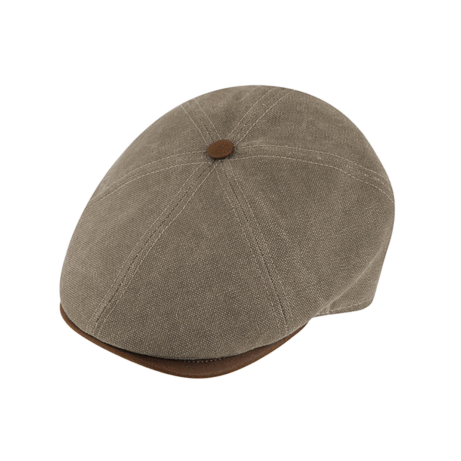 Fiebig 6-Panel Cap Canvas mit Lederimitat uni Cappuchino