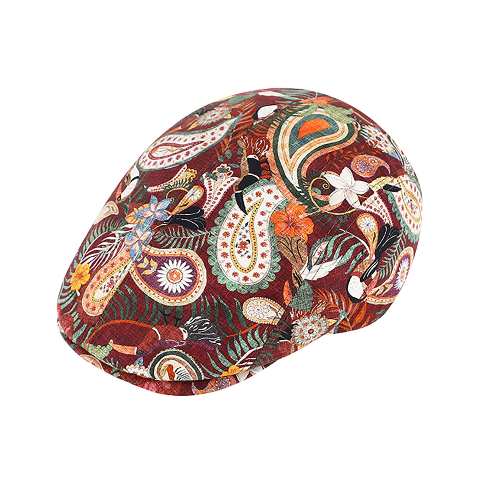 Fiebig Flatcap Baumwolle Paisleymuster Bordeaux