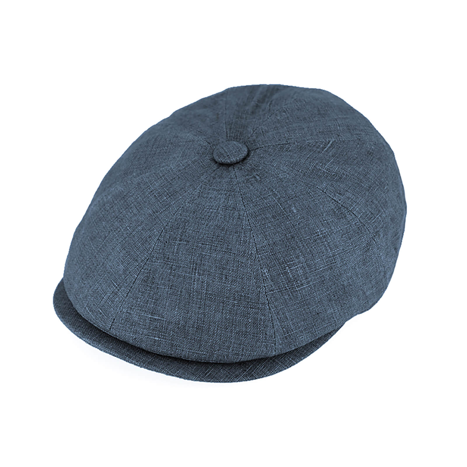 Fiebig 8-Panel Cap Leinen uni mit Knopf und Steg UV-Schutz Jeansblau