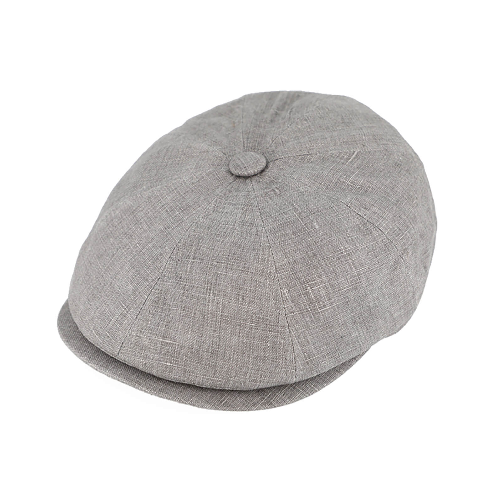 Fiebig 8-Panel Cap Leinen uni mit Knopf und Steg UV-Schutz Hellgrau