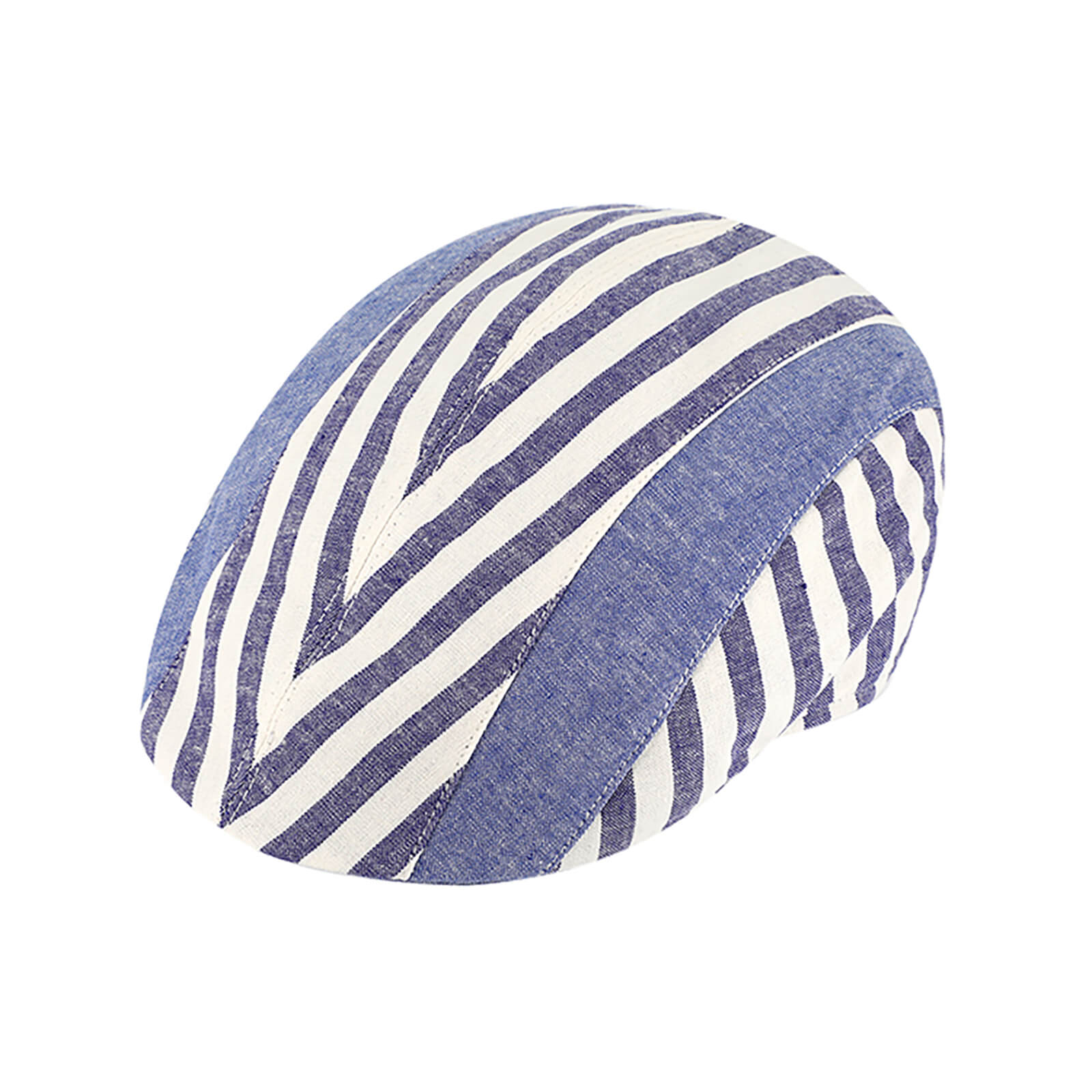 Fiebig Flatcap Leinen gestreift Jeansblau