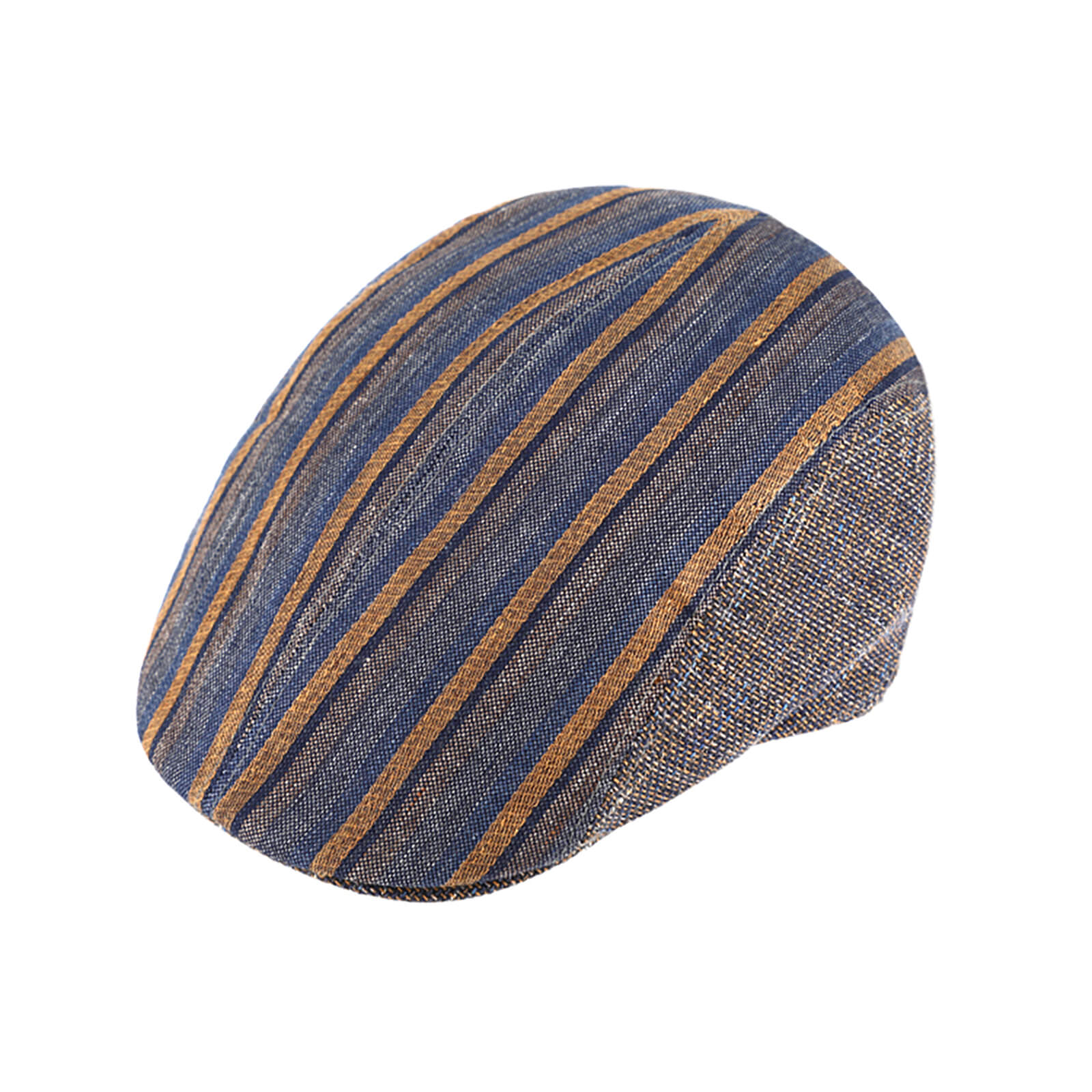 Fiebig Flatcap Leinen gestreift und meliert Curry