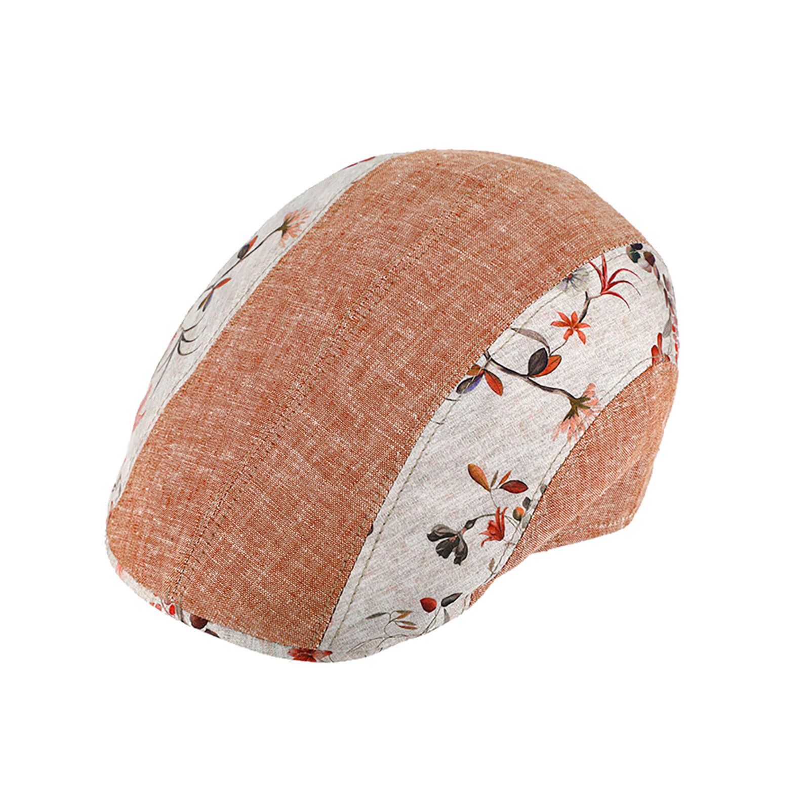 Fiebig Flatcap florale und uni Längspanel Zimt