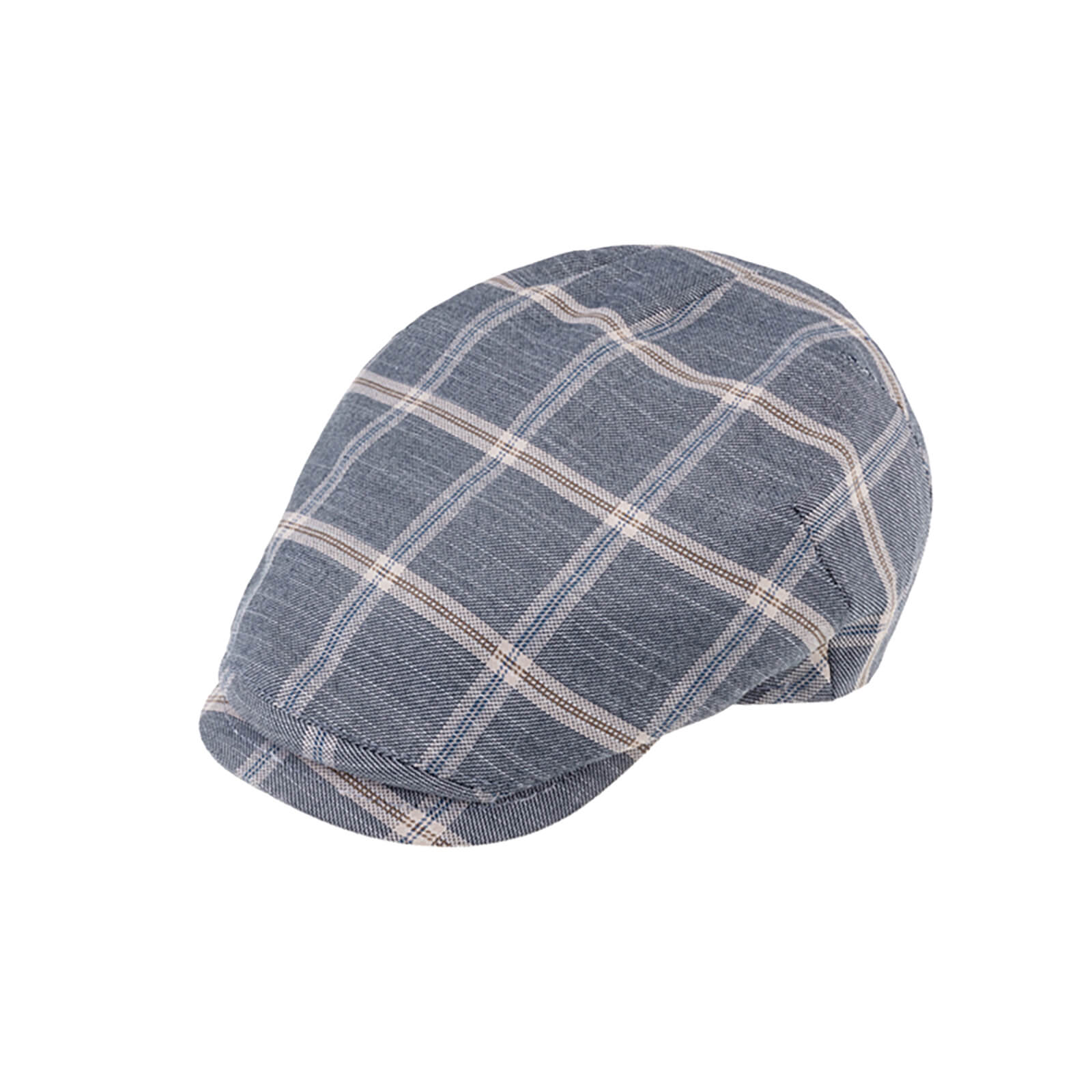 Fiebig Flatcap dreifarbiges Karomuster Jeansblau