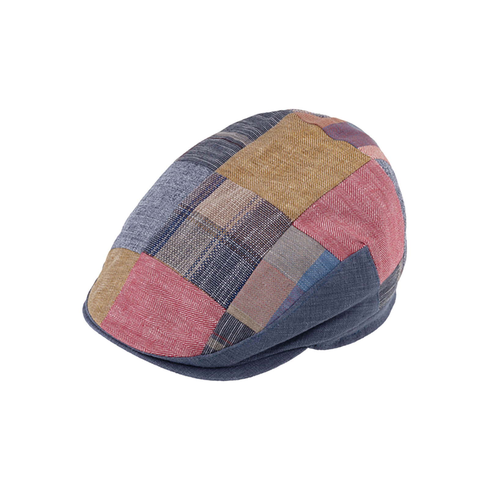 Fiebig Flatcap Patchwork Steg und Schild uni UV-Schutz Marineblau