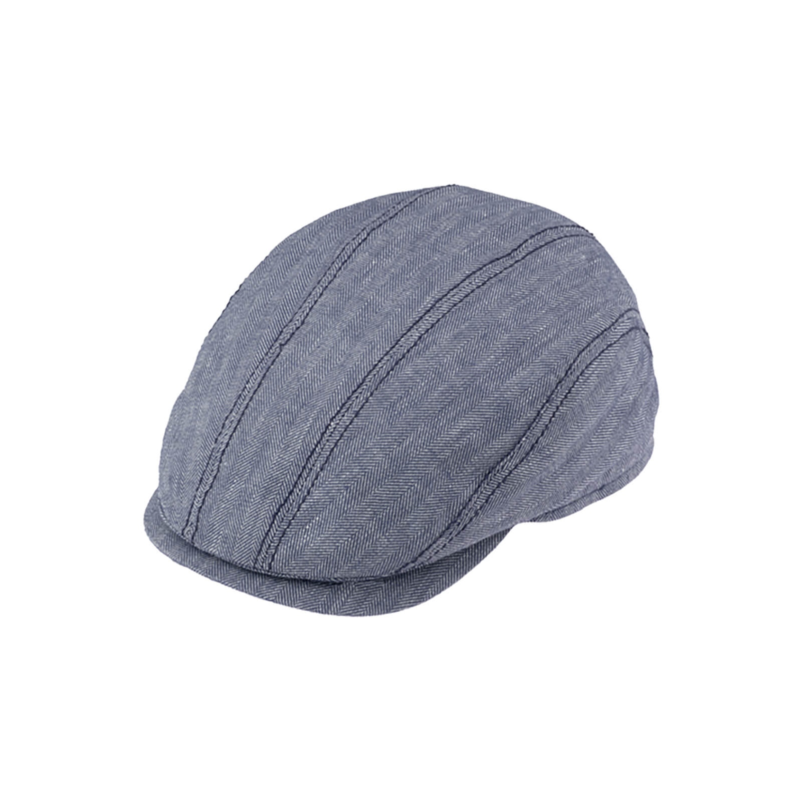 Fiebig Flatcap Leinen leichtes Fischgrät mit Steg UV-Schutz Marineblau