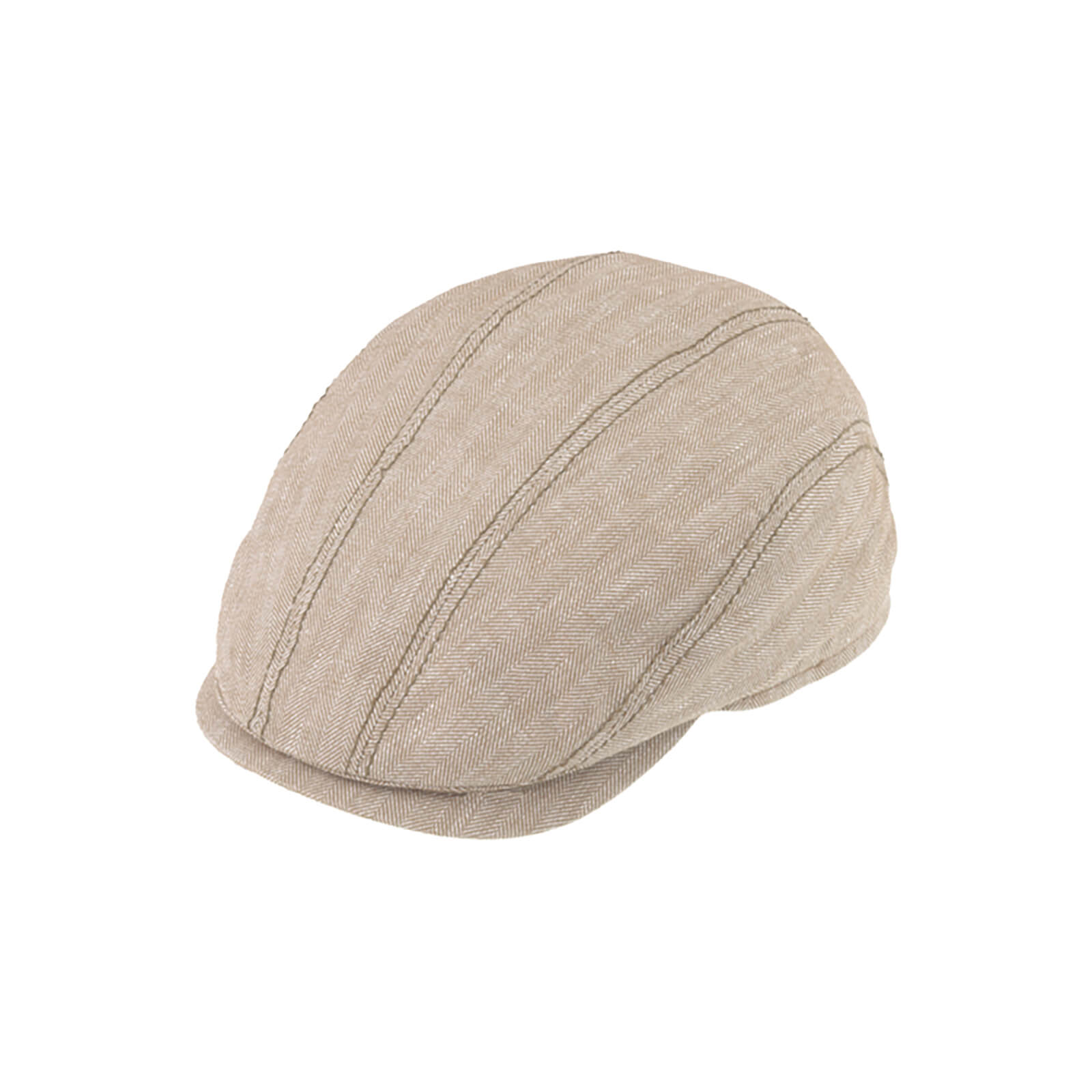 Fiebig Flatcap Leinen leichtes Fischgrät mit Steg UV-Schutz Beige