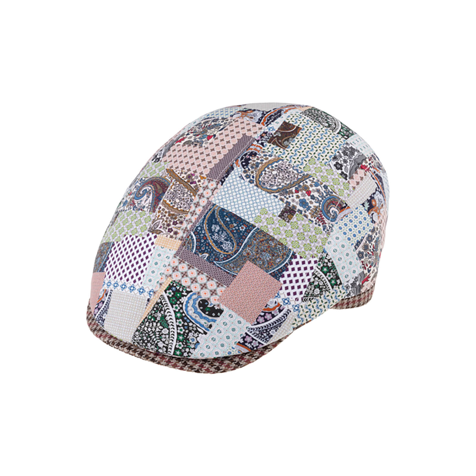 Fiebig Flatcap gemustert Schild und Steg Hahnentritt Beige