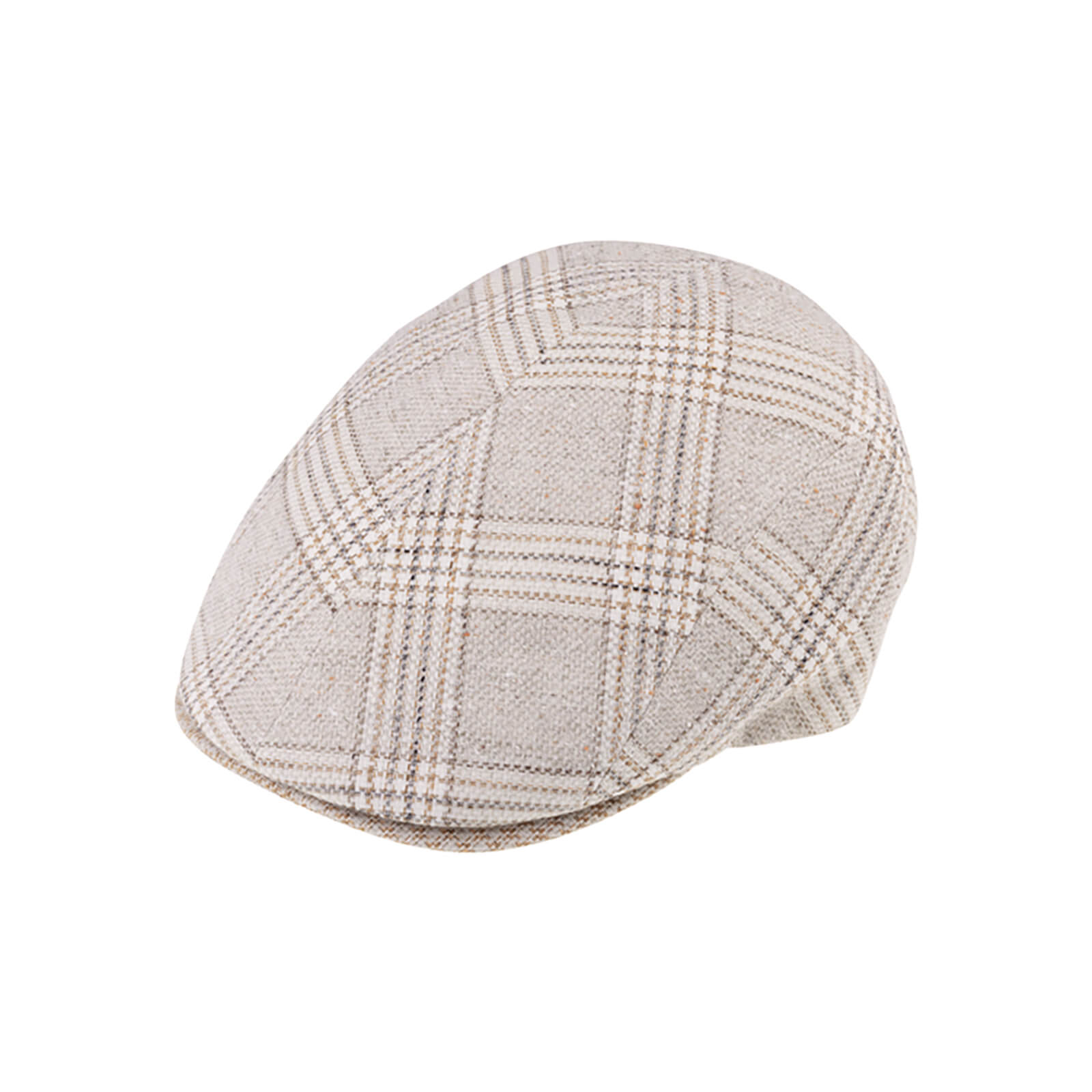 Fiebig Flatcap Hanf kariertes Muster Beige