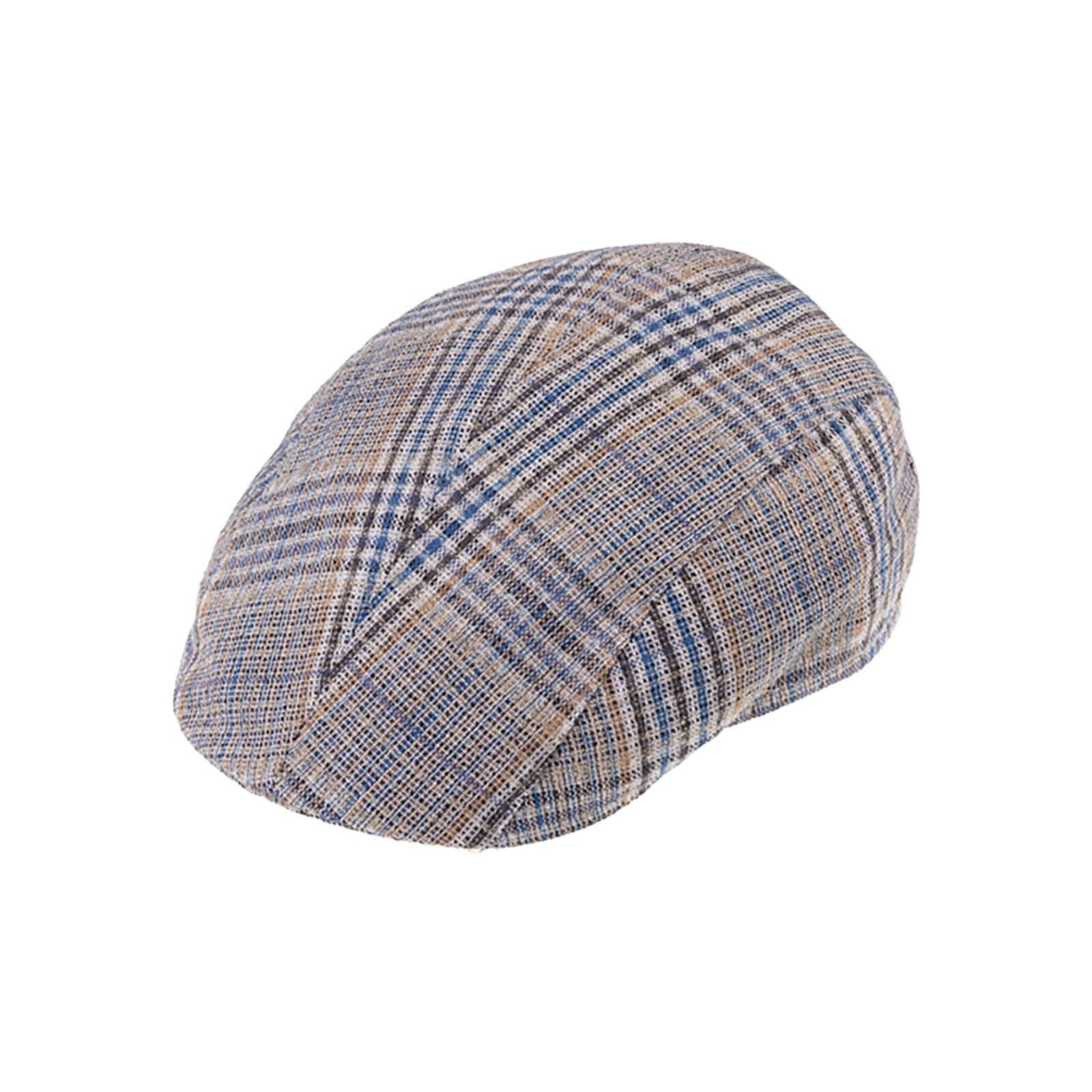 Fiebig Flatcap Leinen kariert Beige