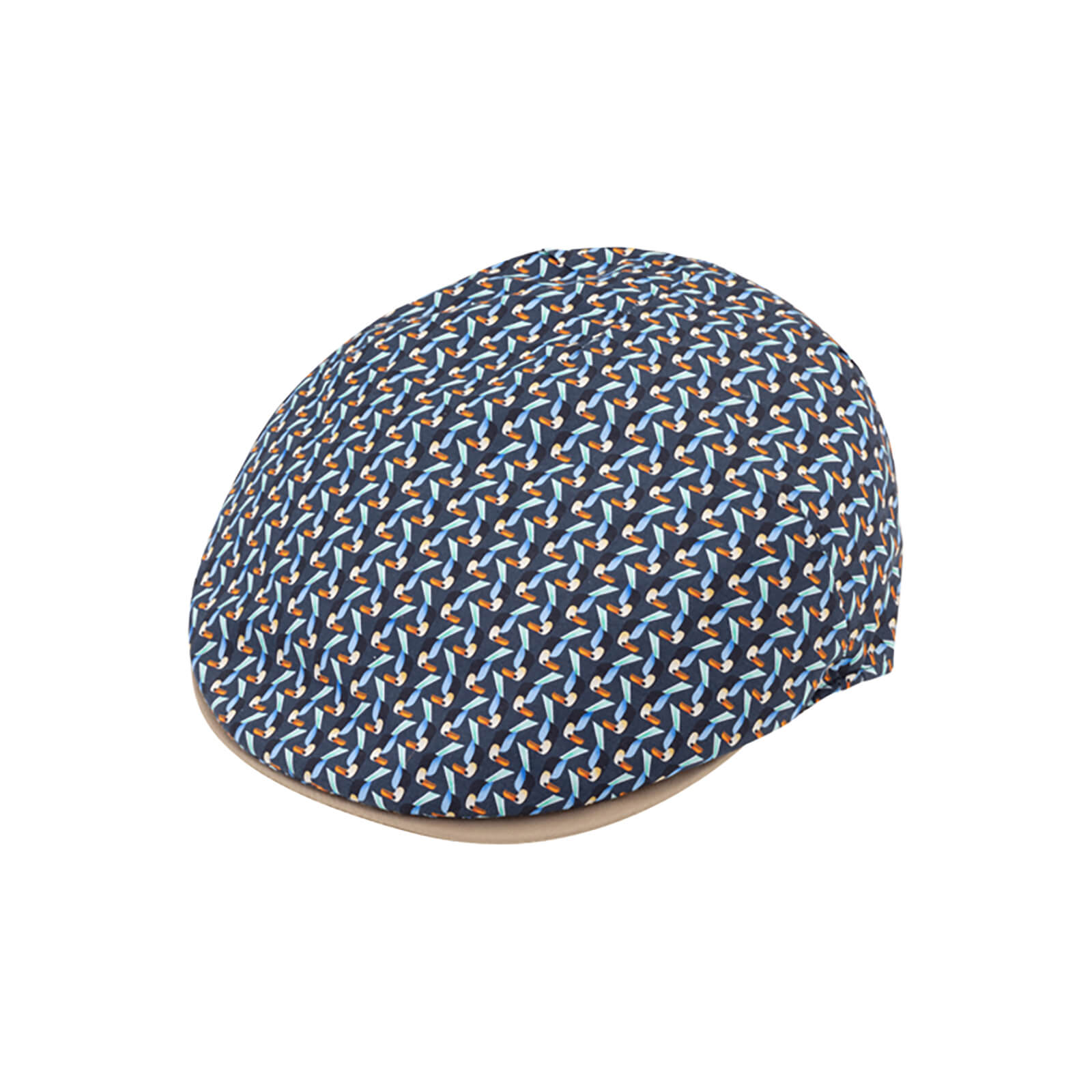 Fiebig Flatcap Tukan-Muster Schild uni UV-Schutz Marineblau