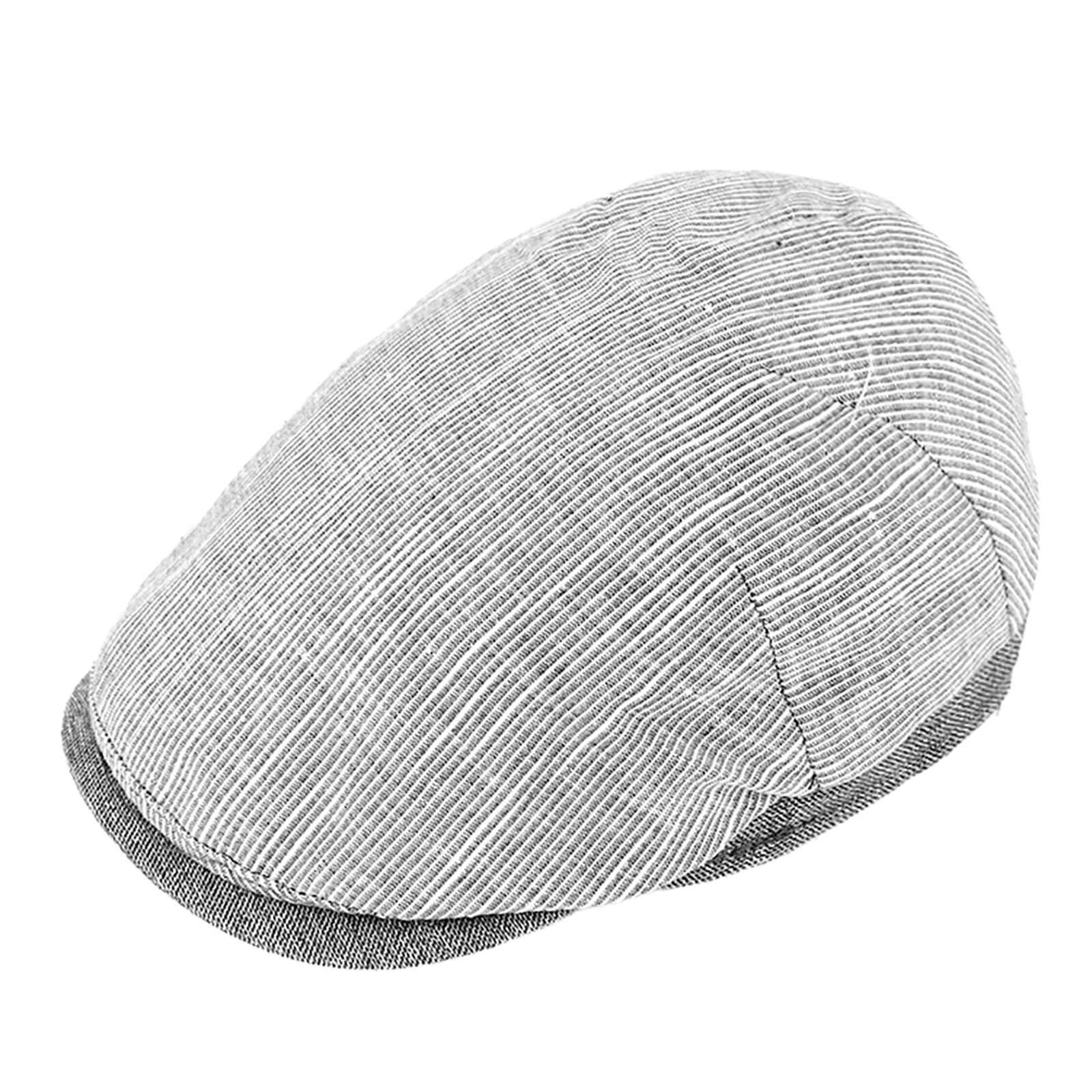 Fiebig Flatcap feine Streifen Schirm uni UV-Schutz Hellgrau